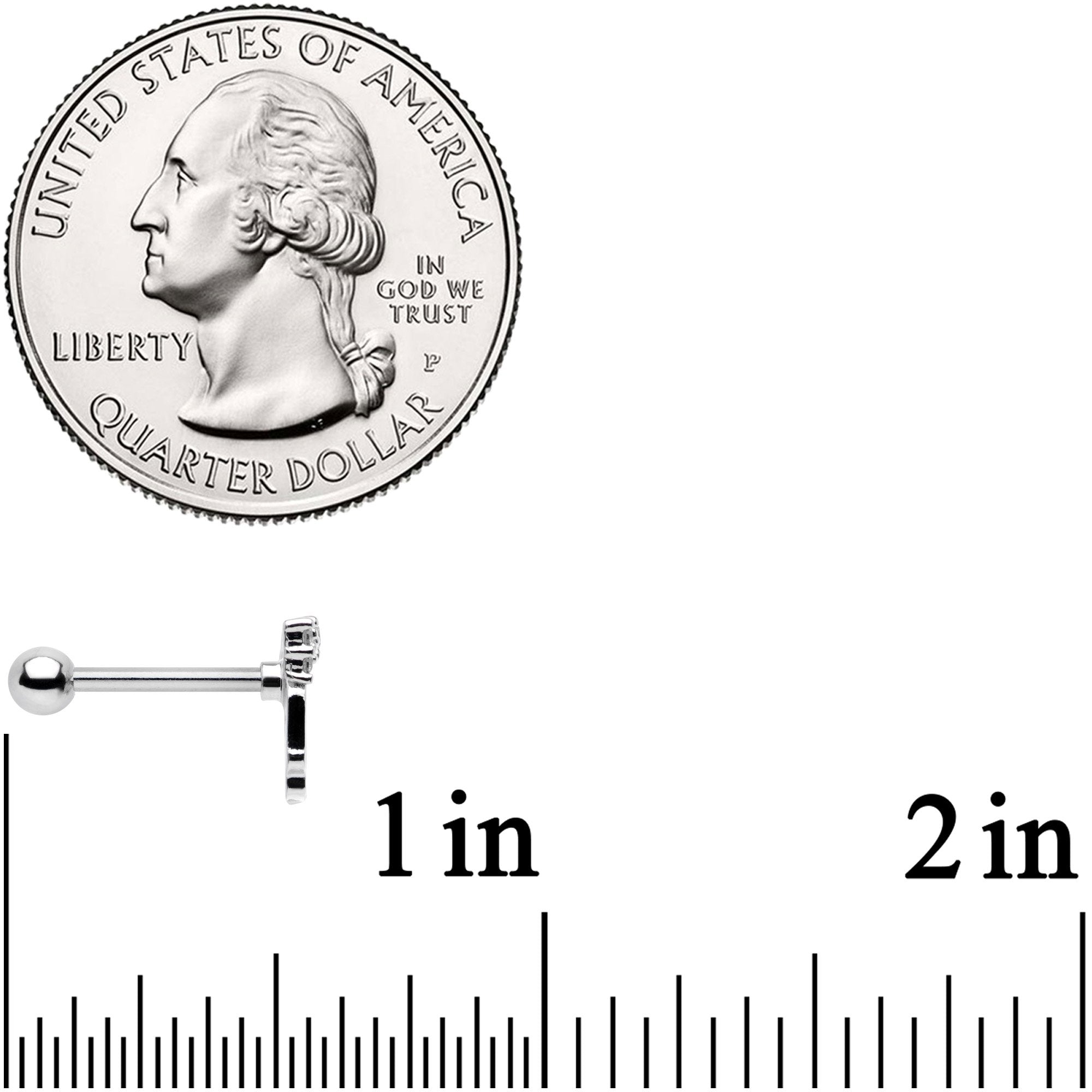 16G 5/16 Clear Gem Halloween Skull Bow Cartilage Tragus Earring