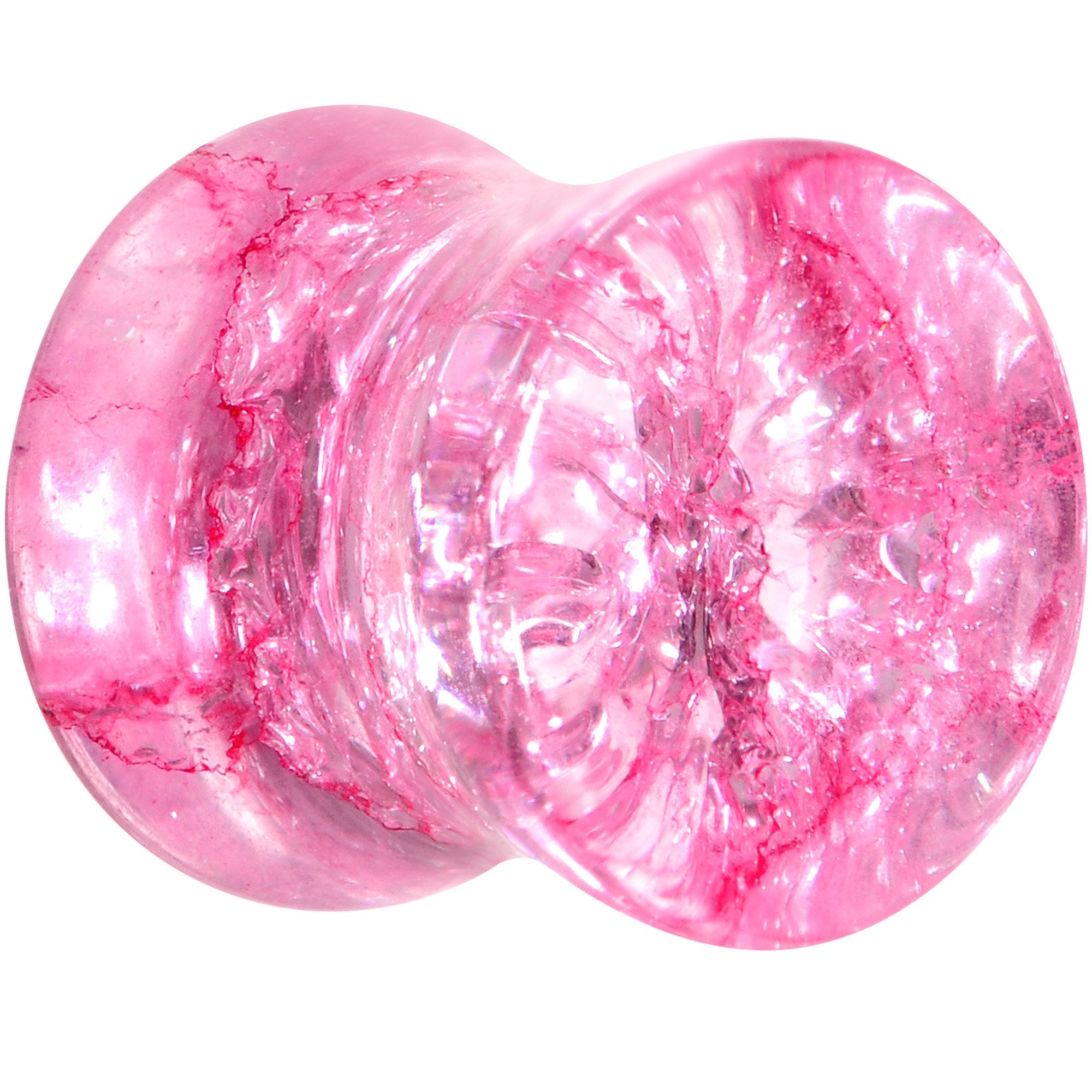 Pink Shattered Glass Flamingo Saddle Plug Set 6mm to 16mm