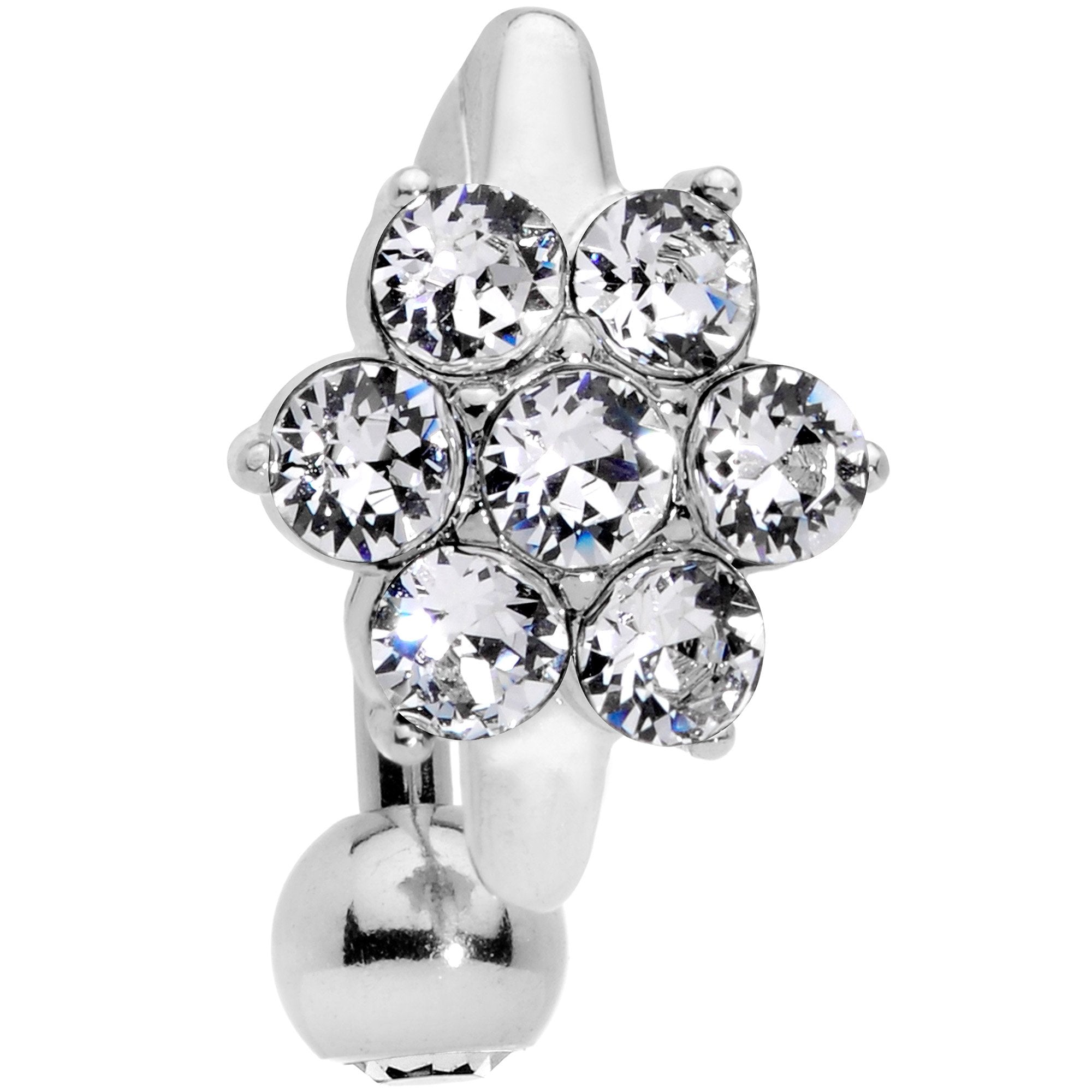 Clear CZ Gem Pretty Posy Flower Top Mount Belly Ring