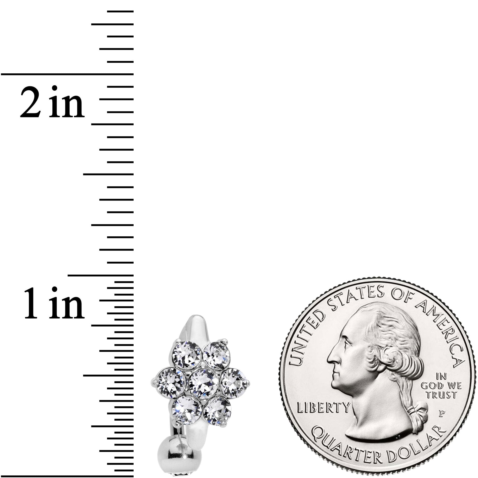 Clear CZ Gem Pretty Posy Flower Top Mount Belly Ring