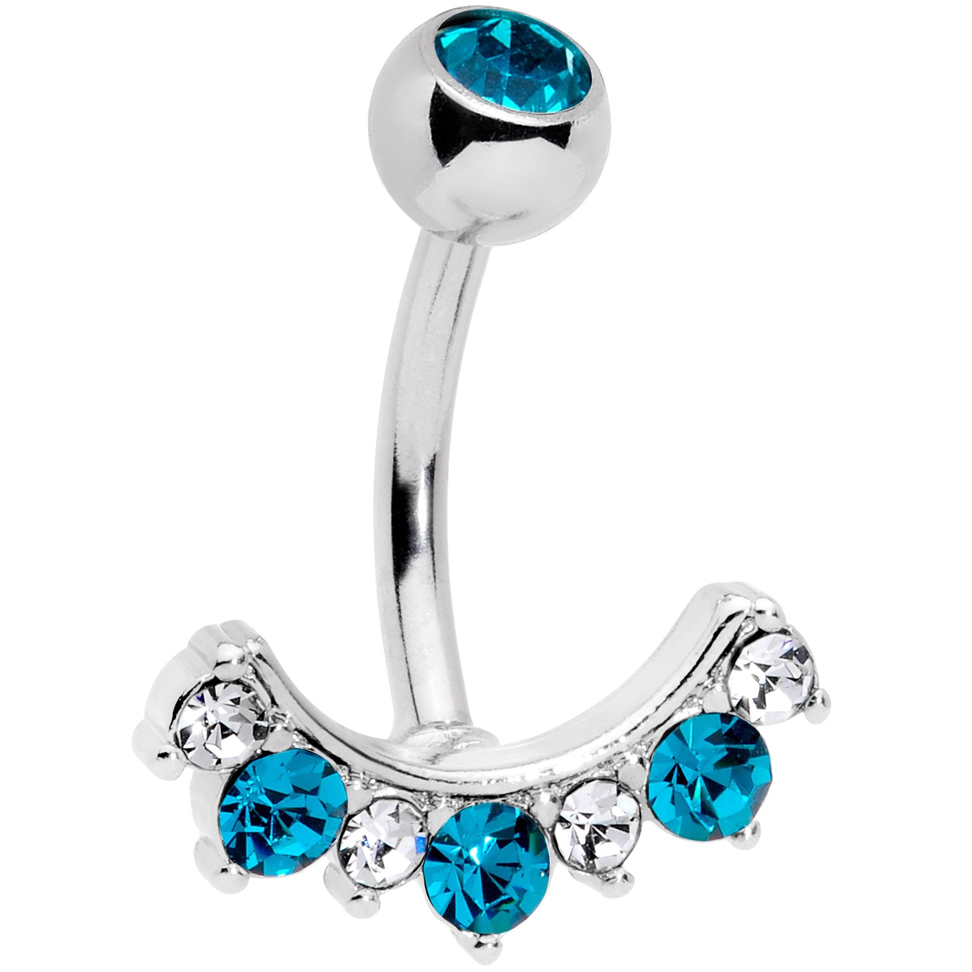 Aqua Clear CZ Gem Wave Of Glamour Belly Ring
