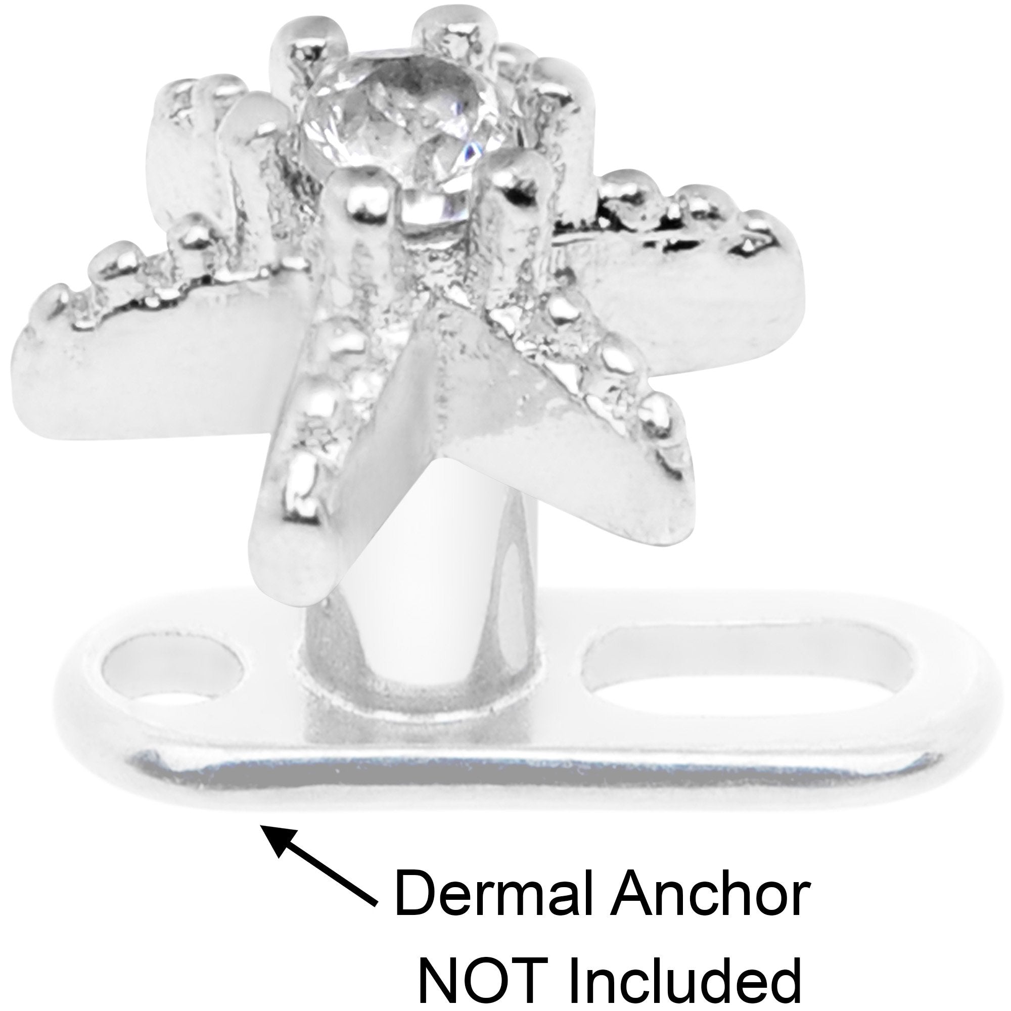 14G Clear CZ Gem Starfish Dermal Anchor Top