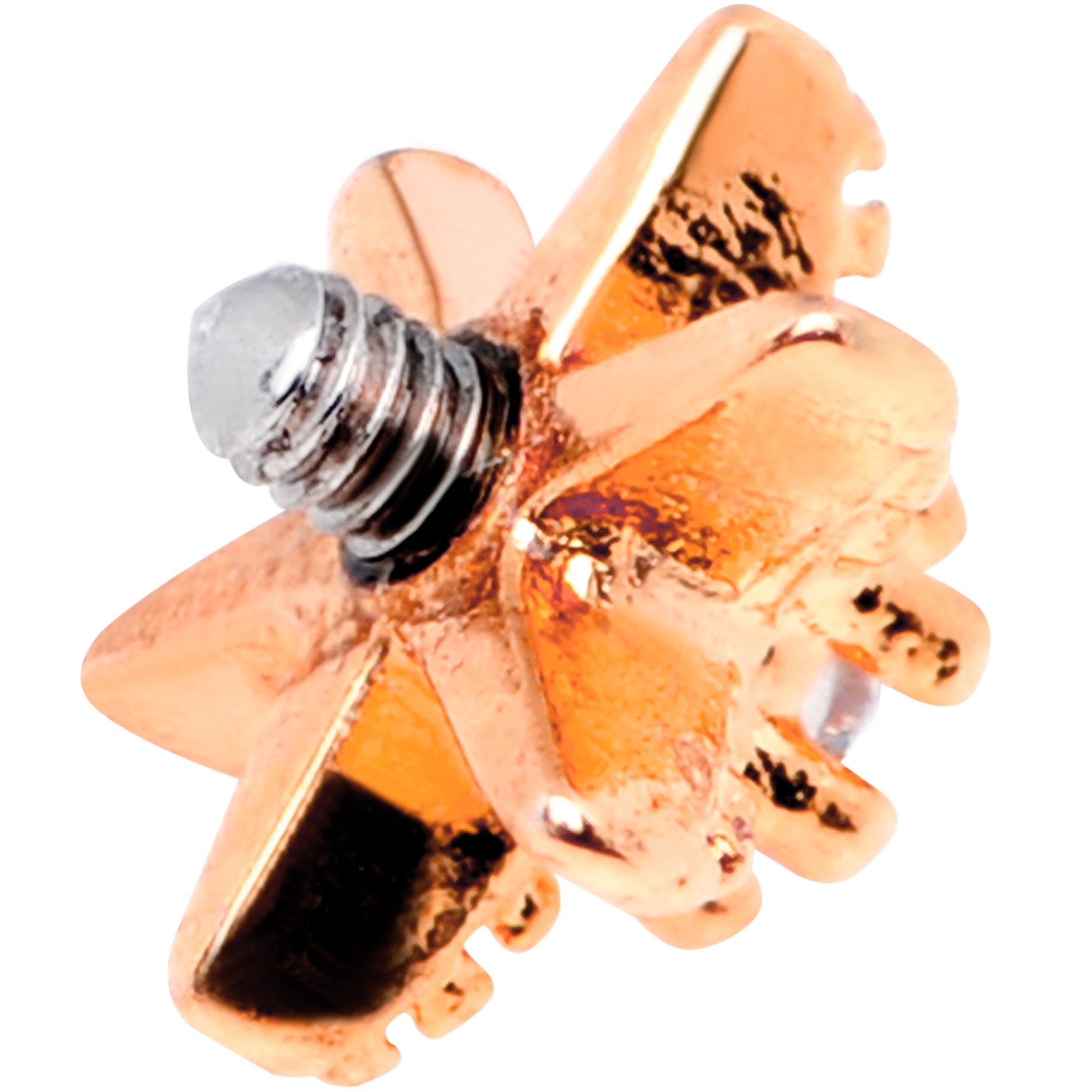 14G Clear CZ Gem Rose Gold Tone Starfish Dermal Anchor Top
