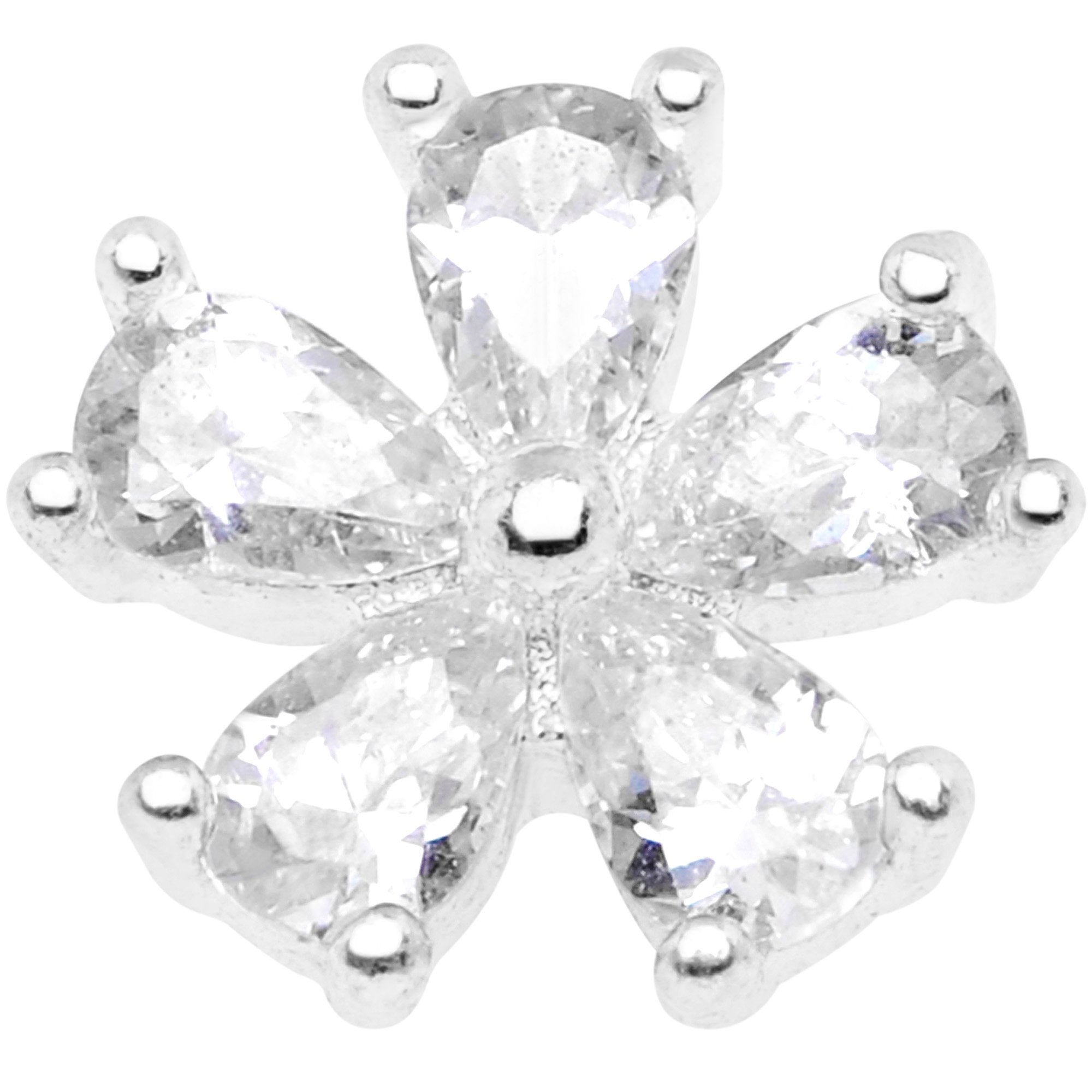 14G Clear CZ Gem Beautiful Bloom Dermal Anchor Top