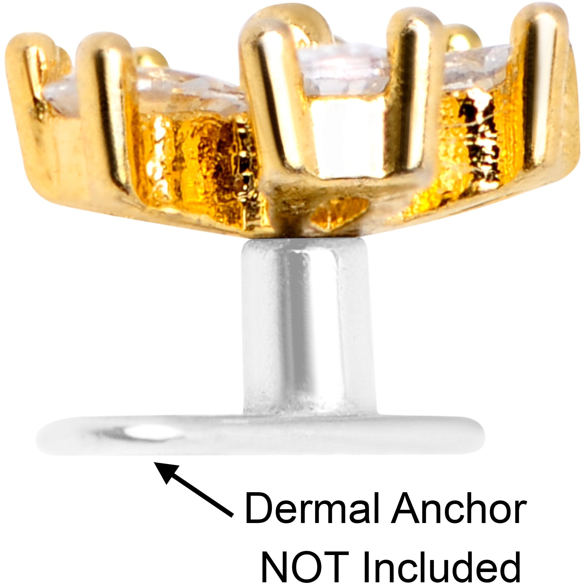 14G Clear CZ Gem Lovely Bloom Gold Tone Dermal Anchor Top