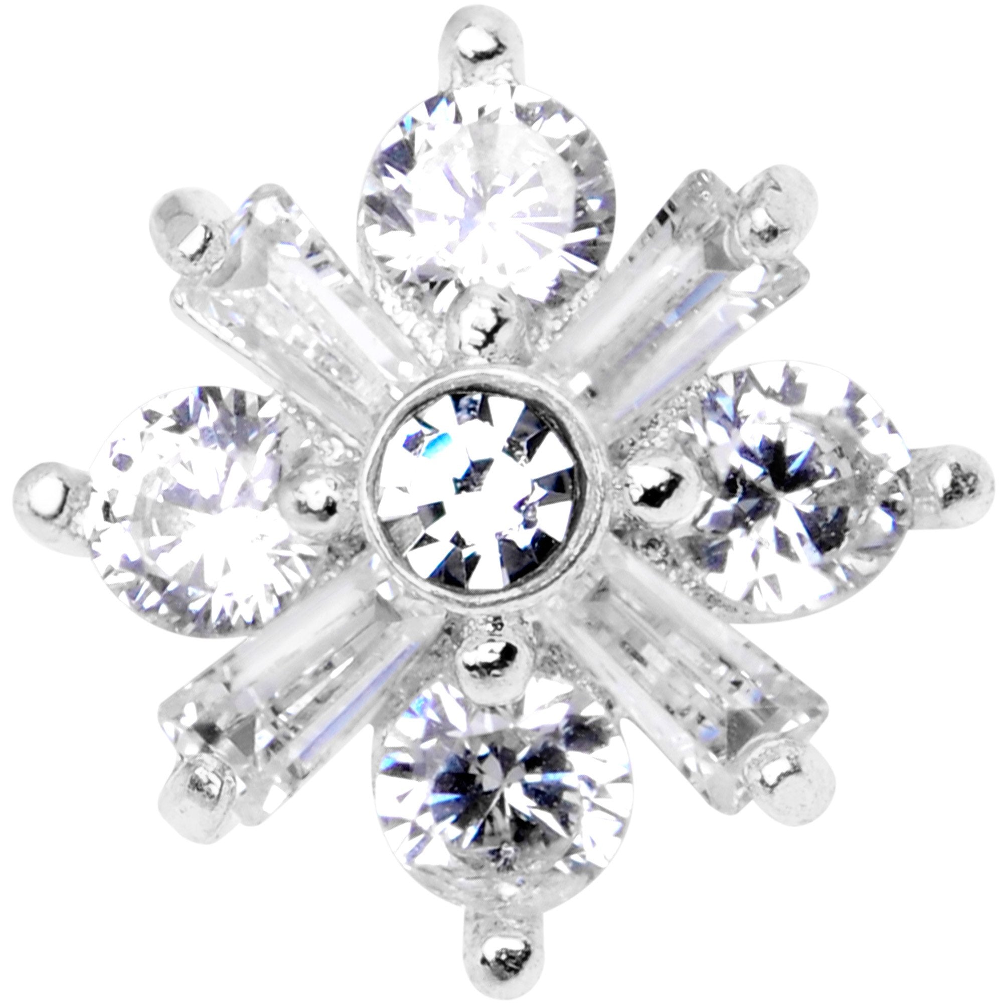 14G Clear CZ Gem Ice Princess Dermal Anchor Top