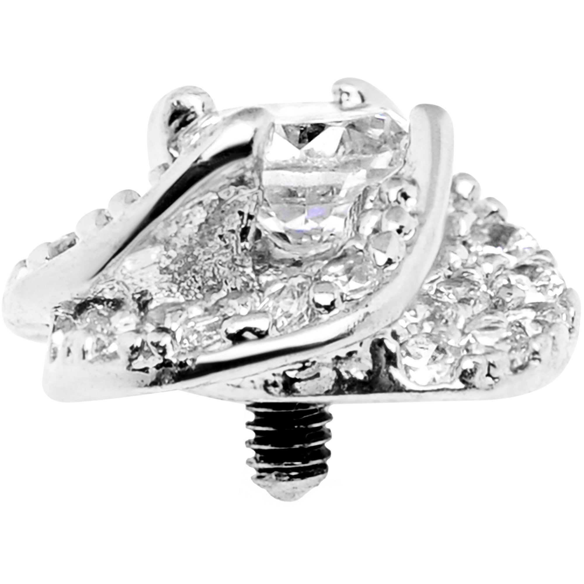 14G Clear CZ Gem Roses Romance Dermal Anchor Top