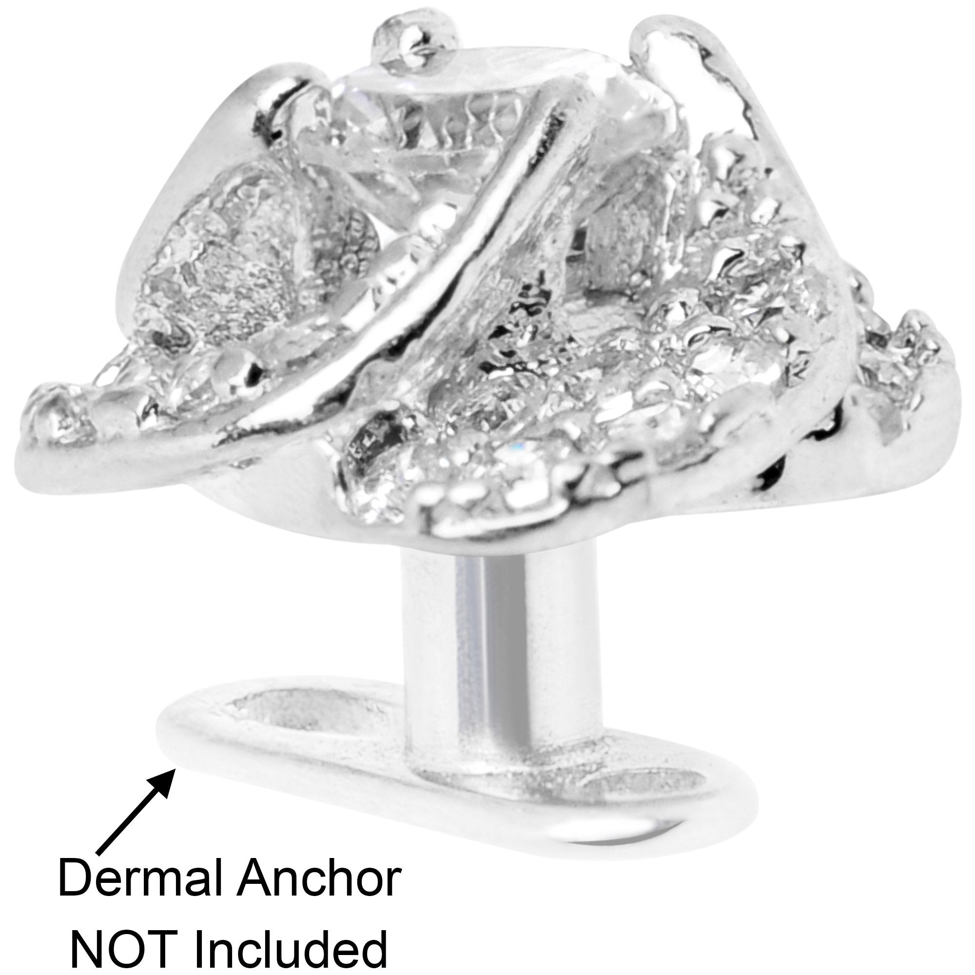 14G Clear CZ Gem Roses Romance Dermal Anchor Top