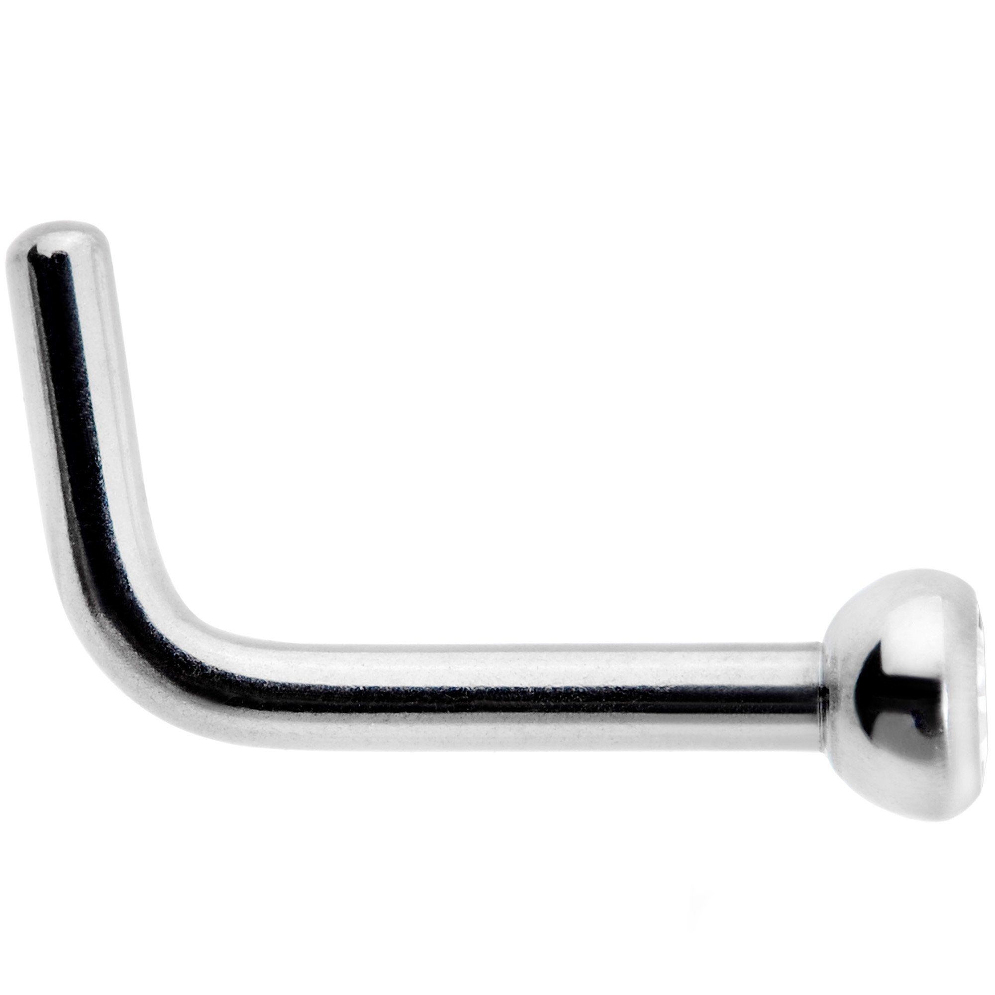 18G Grade 23 Titanium Press Fit CZ Micro Ball L Shaped Nose Ring