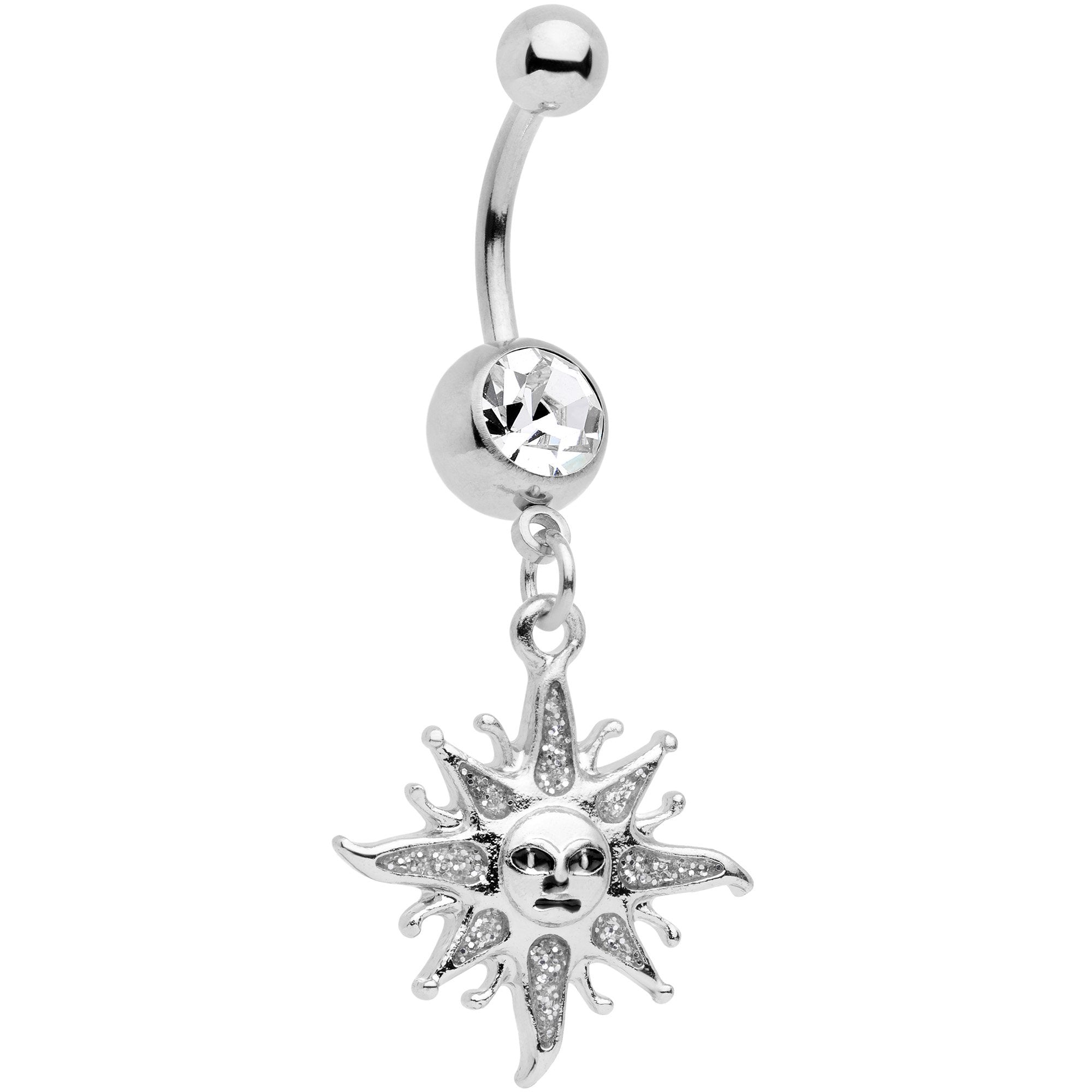 Clear Gem Celestial Sun Dangle Belly Ring