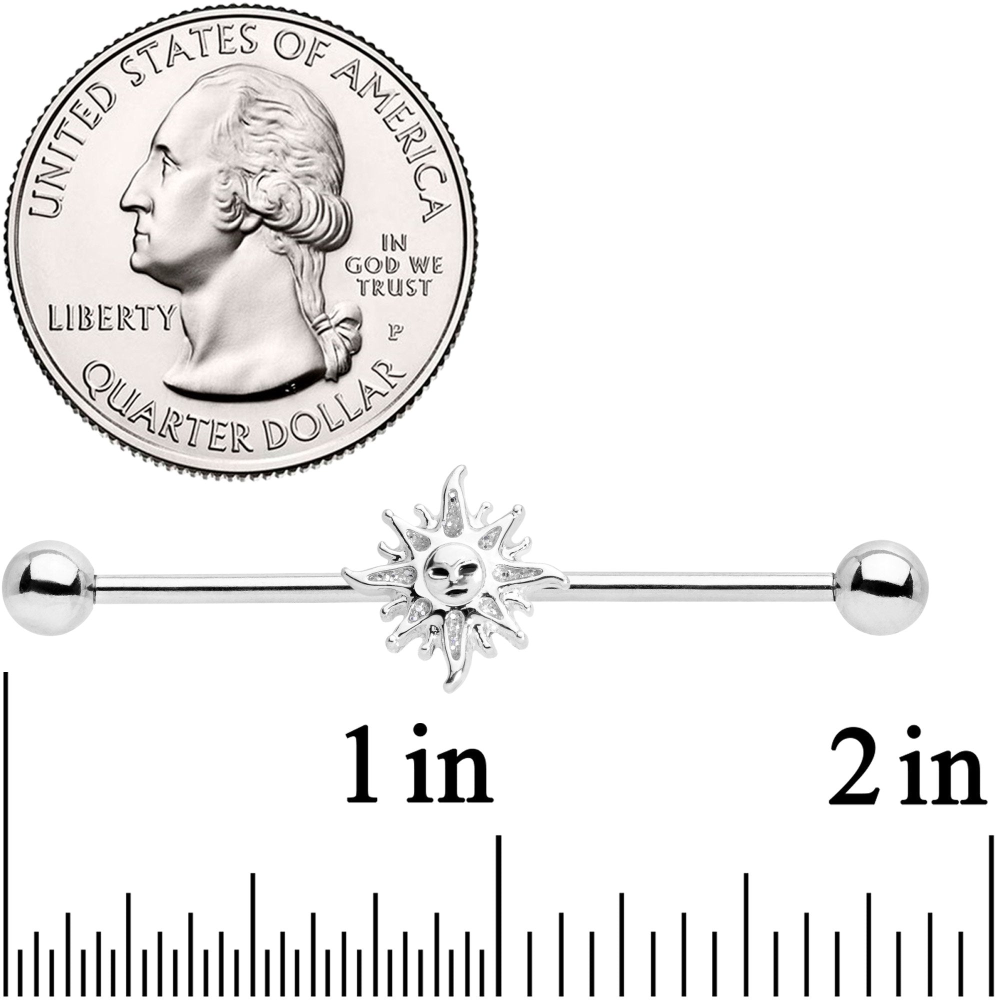 14G Happy Sun Industrial Barbell 38mm