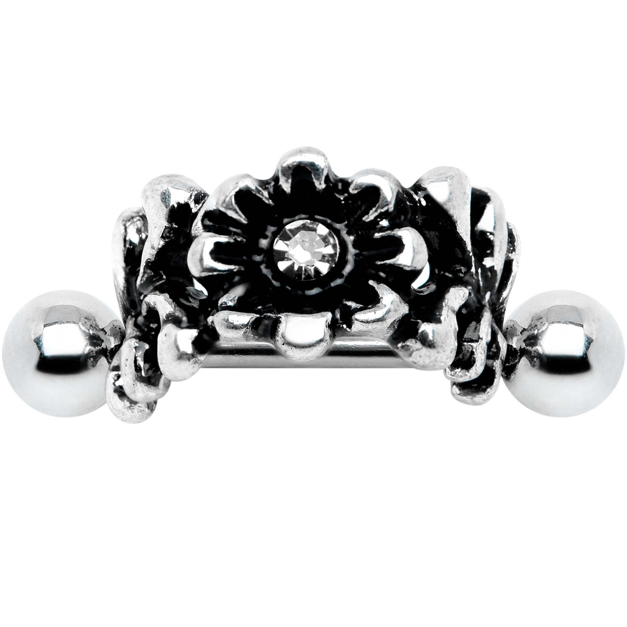 16G 3/8 Clear Gem Floral Wreath Cuff Cartilage Earring