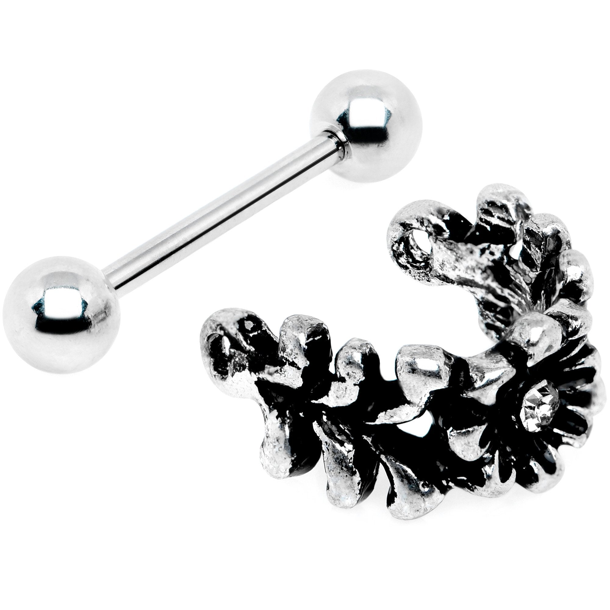 16G 3/8 Clear Gem Floral Wreath Cuff Cartilage Earring