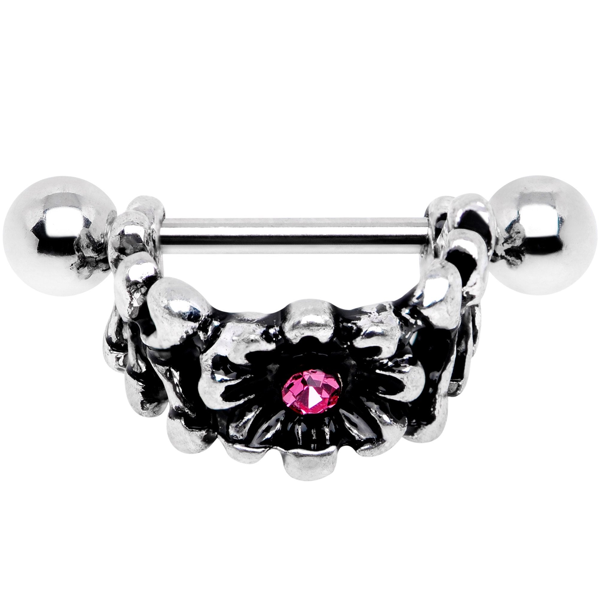 16G 3/8 Pink Gem Floral Wreath Cuff Cartilage Earring