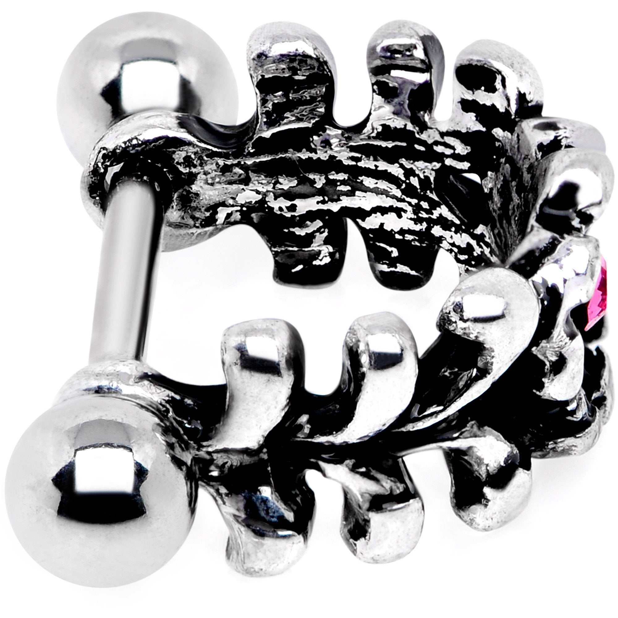 16G 3/8 Pink Gem Floral Wreath Cuff Cartilage Earring