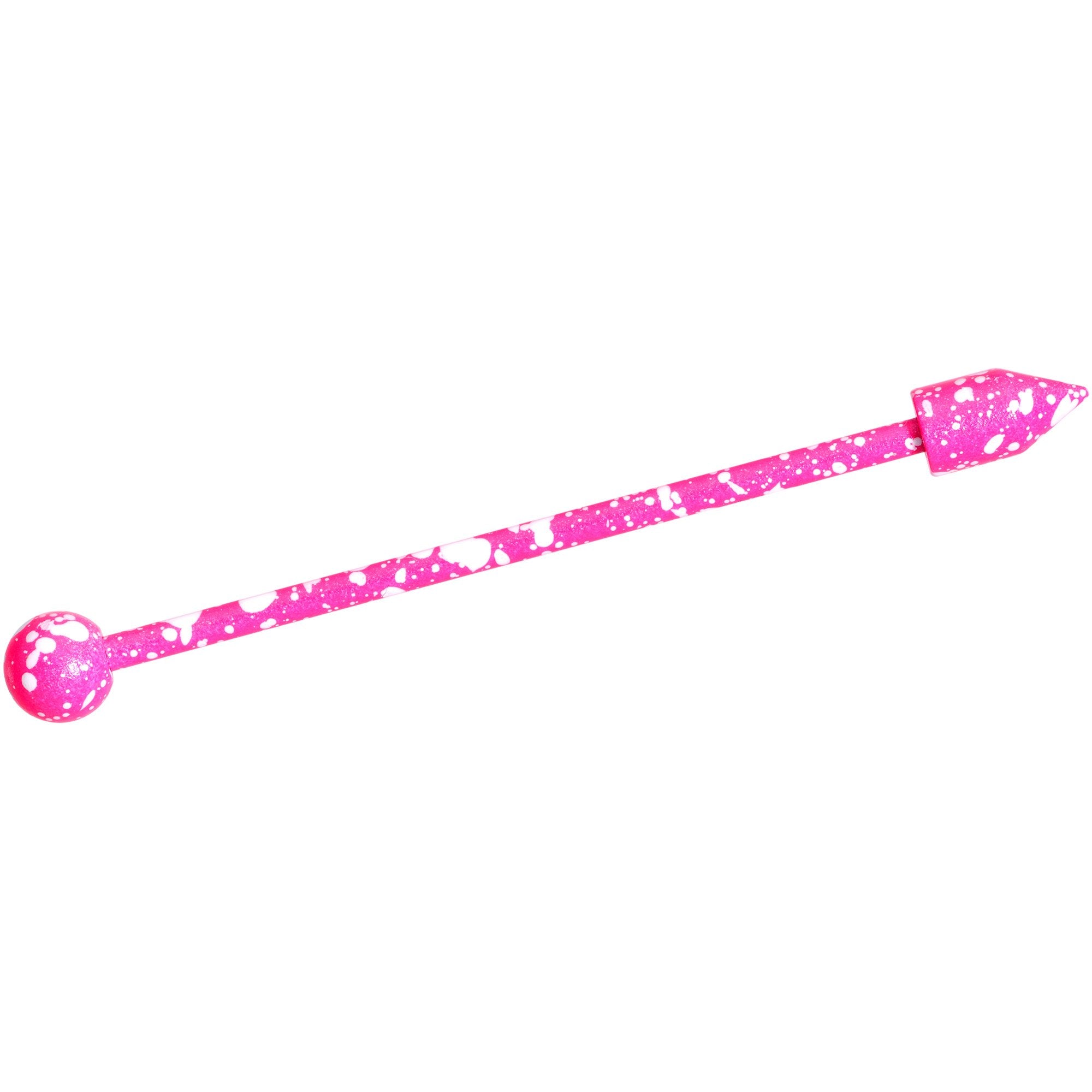 14G Pink White Make A Point Industrial Barbell 38mm