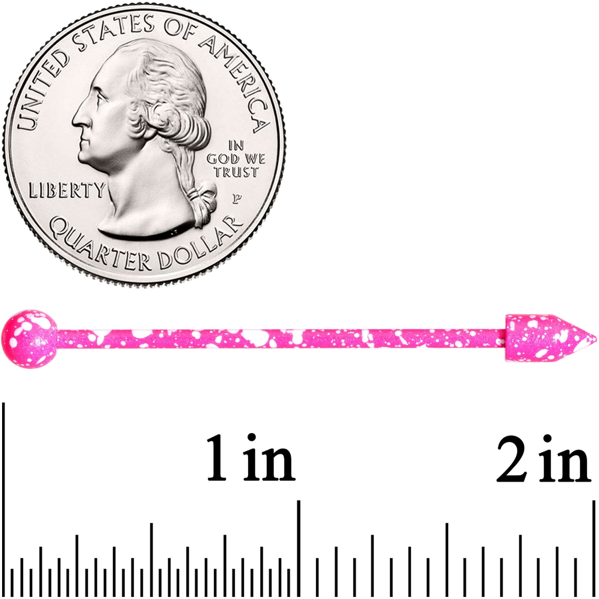 14G Pink White Make A Point Industrial Barbell 38mm
