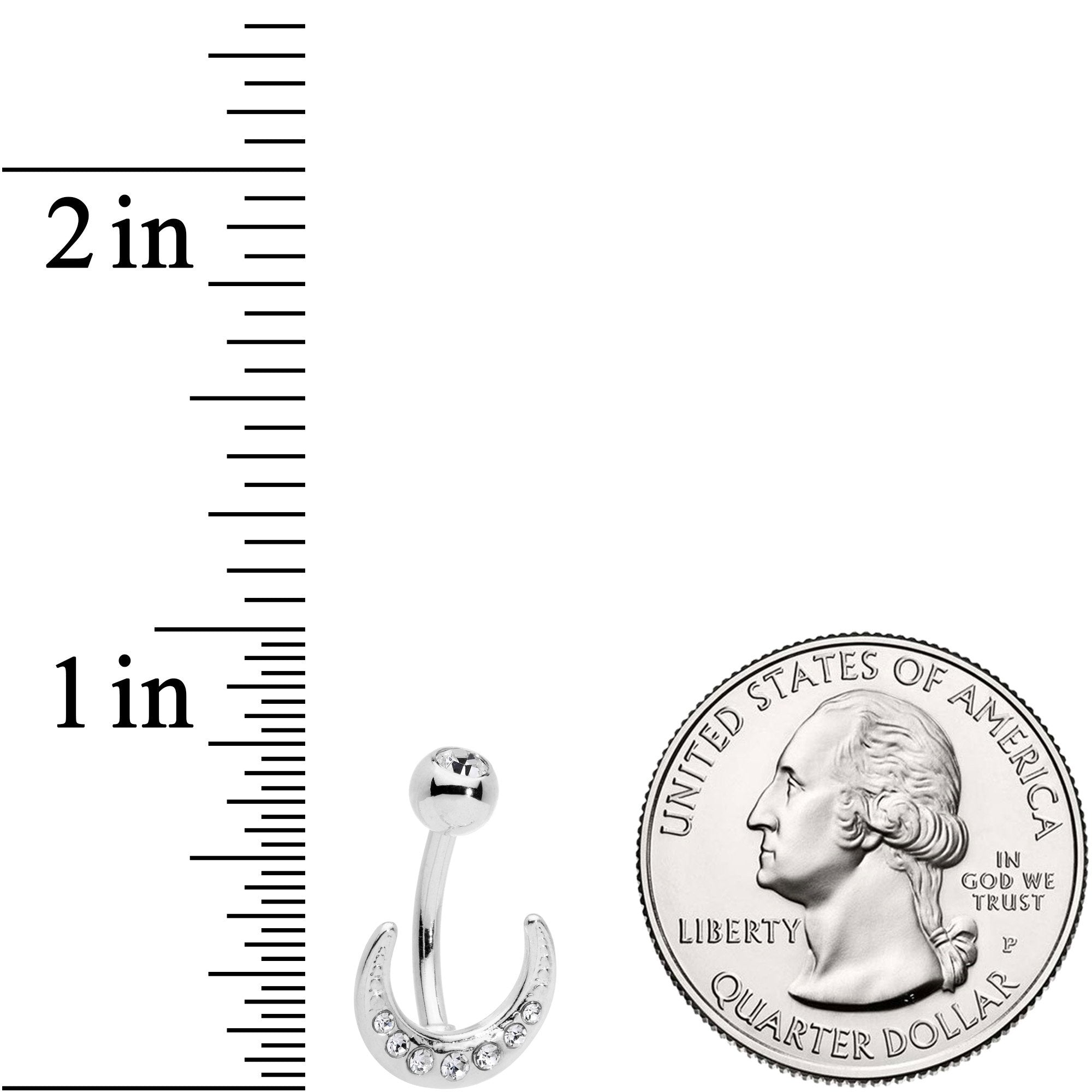 Clear CZ Gem Crescent Moon Belly Ring
