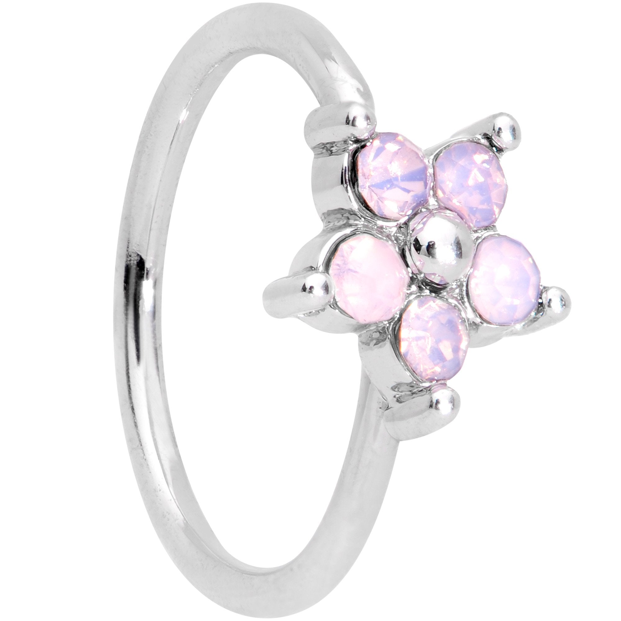 20G 5/16 Pink Faux Opal Flower Seamless Circular Ring