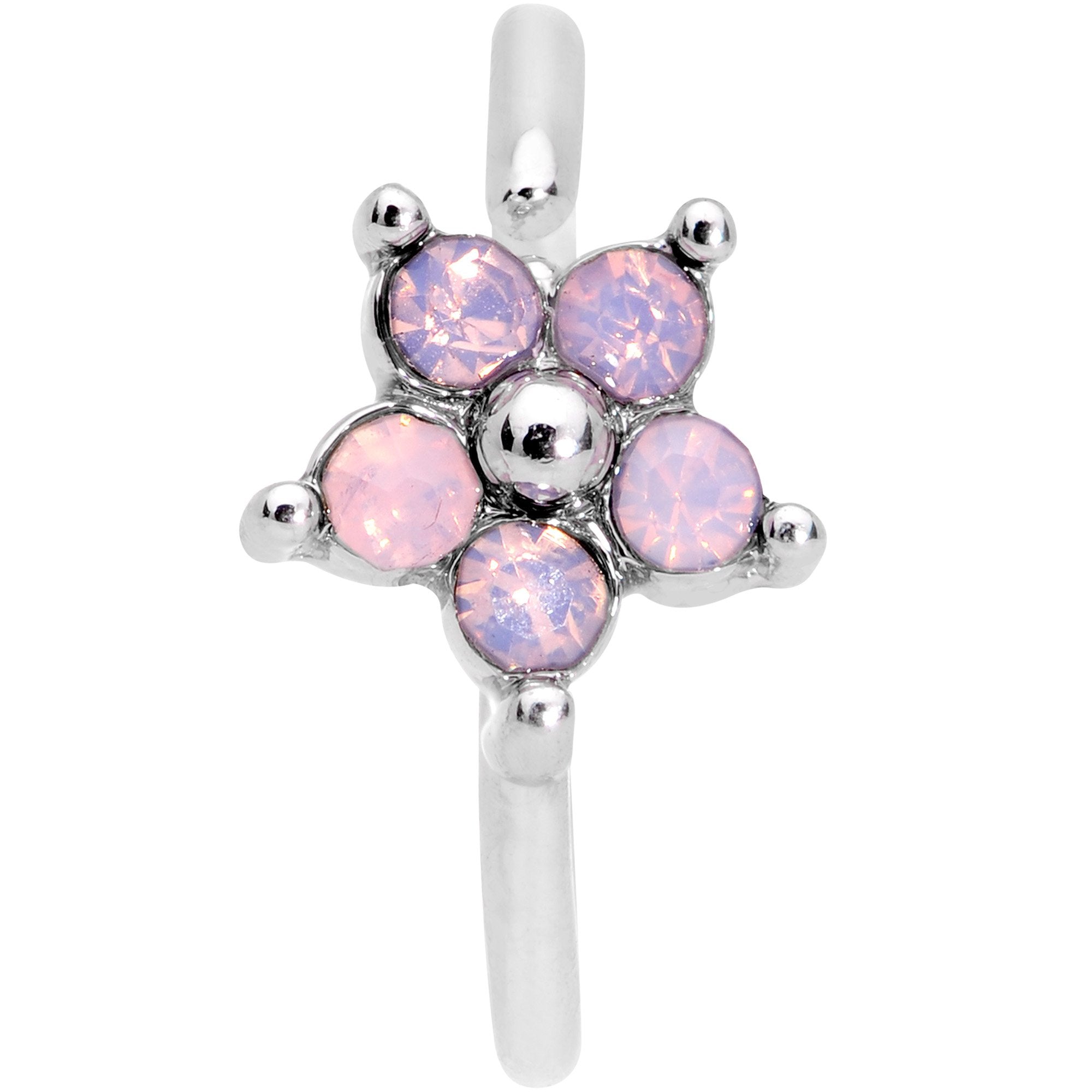 20G 5/16 Pink Faux Opal Flower Seamless Circular Ring