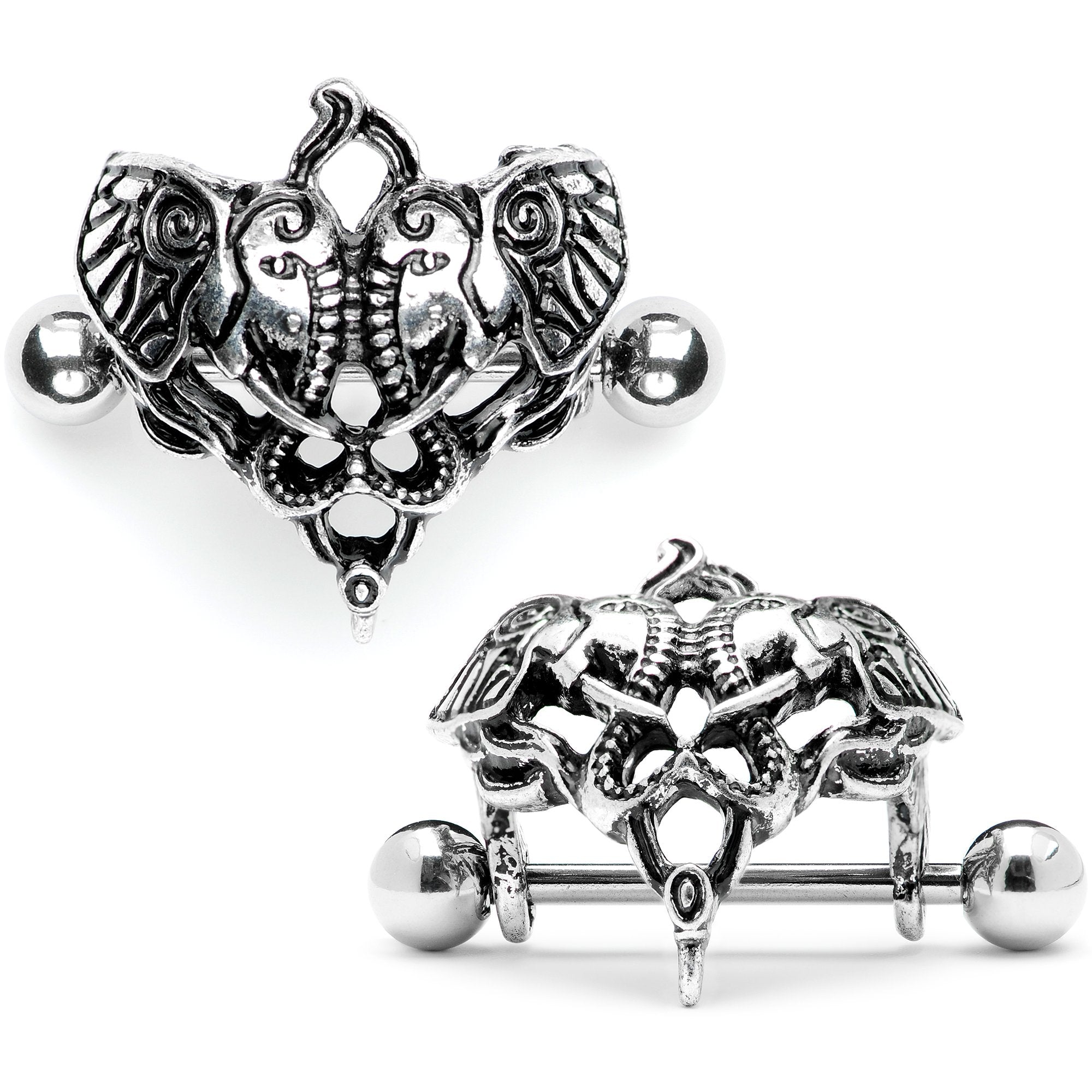 14G 9/16 Dueling Elephants Nipple Shield Set