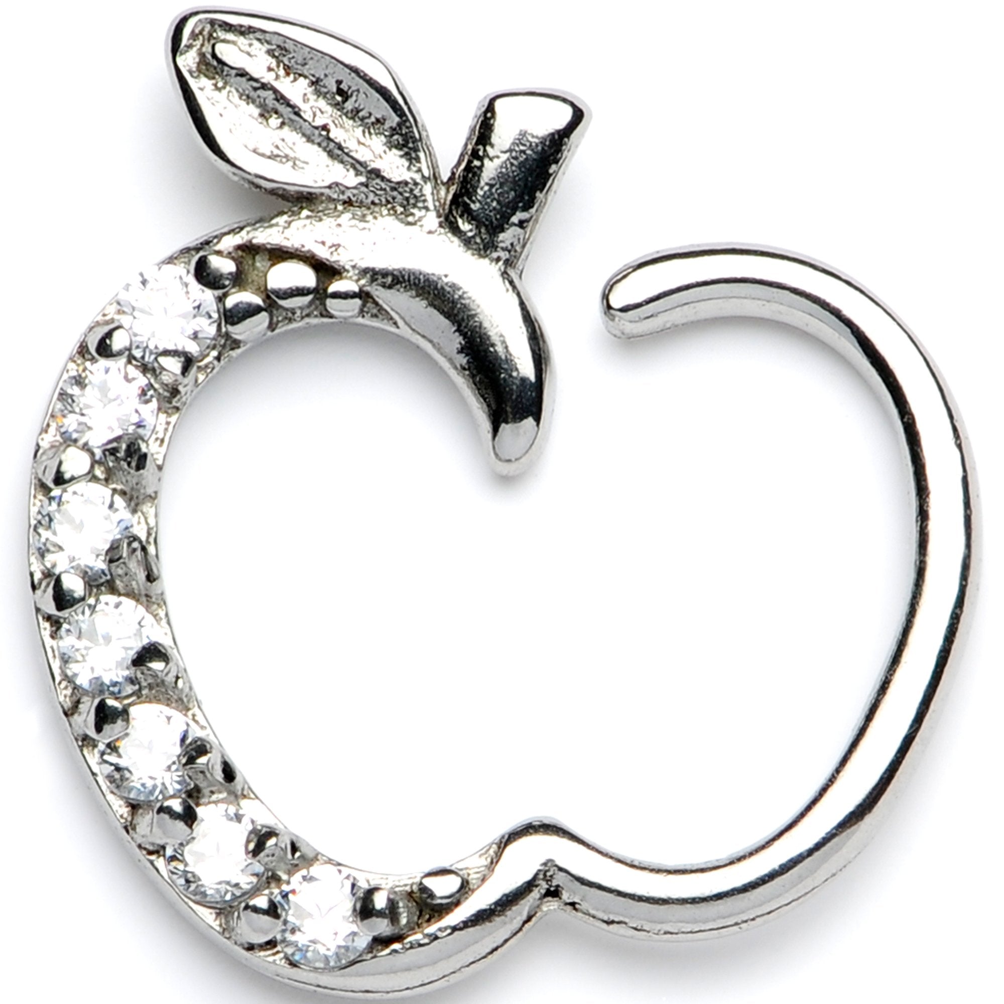 16G 3/8 Clear CZ Gem Tasty Treat Right Apple Closure Ring