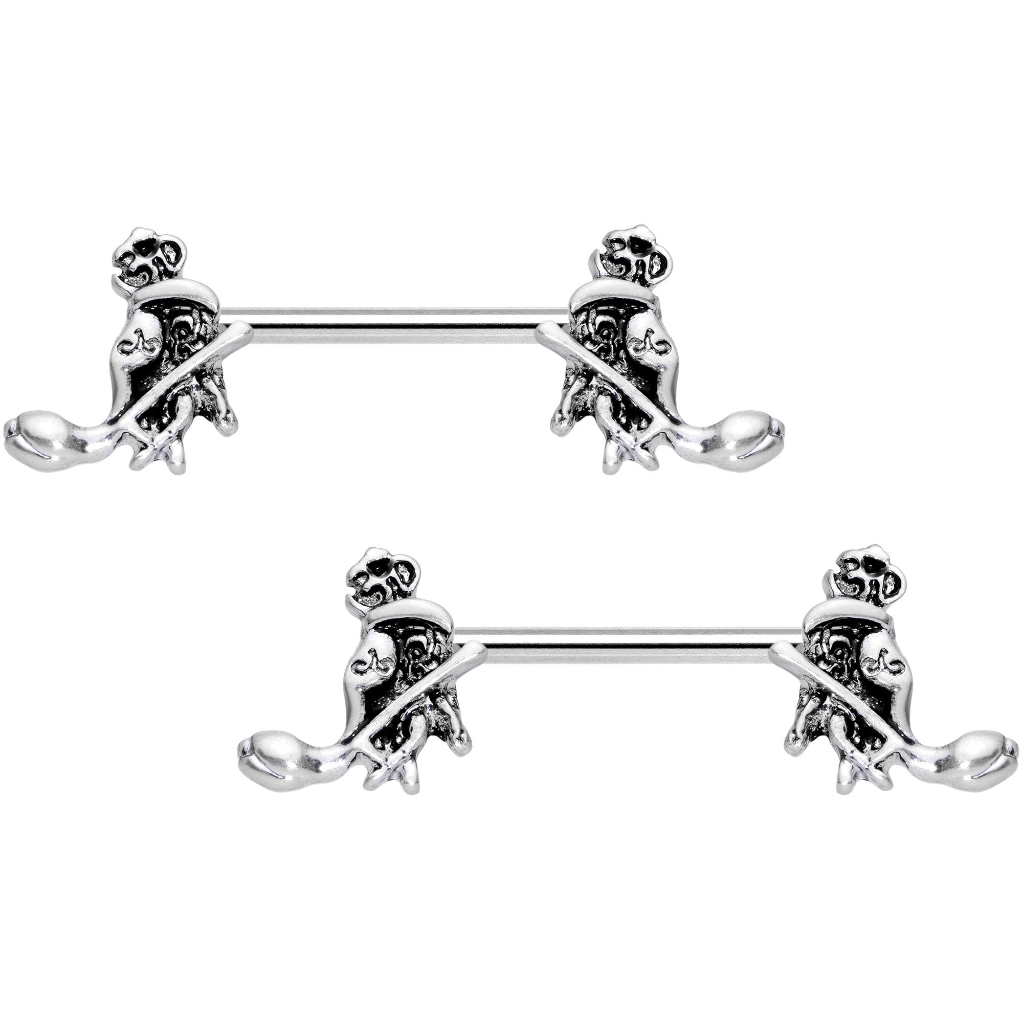 14G 9/16 Hamsa Hand Flower Barbell Nipple Ring Set