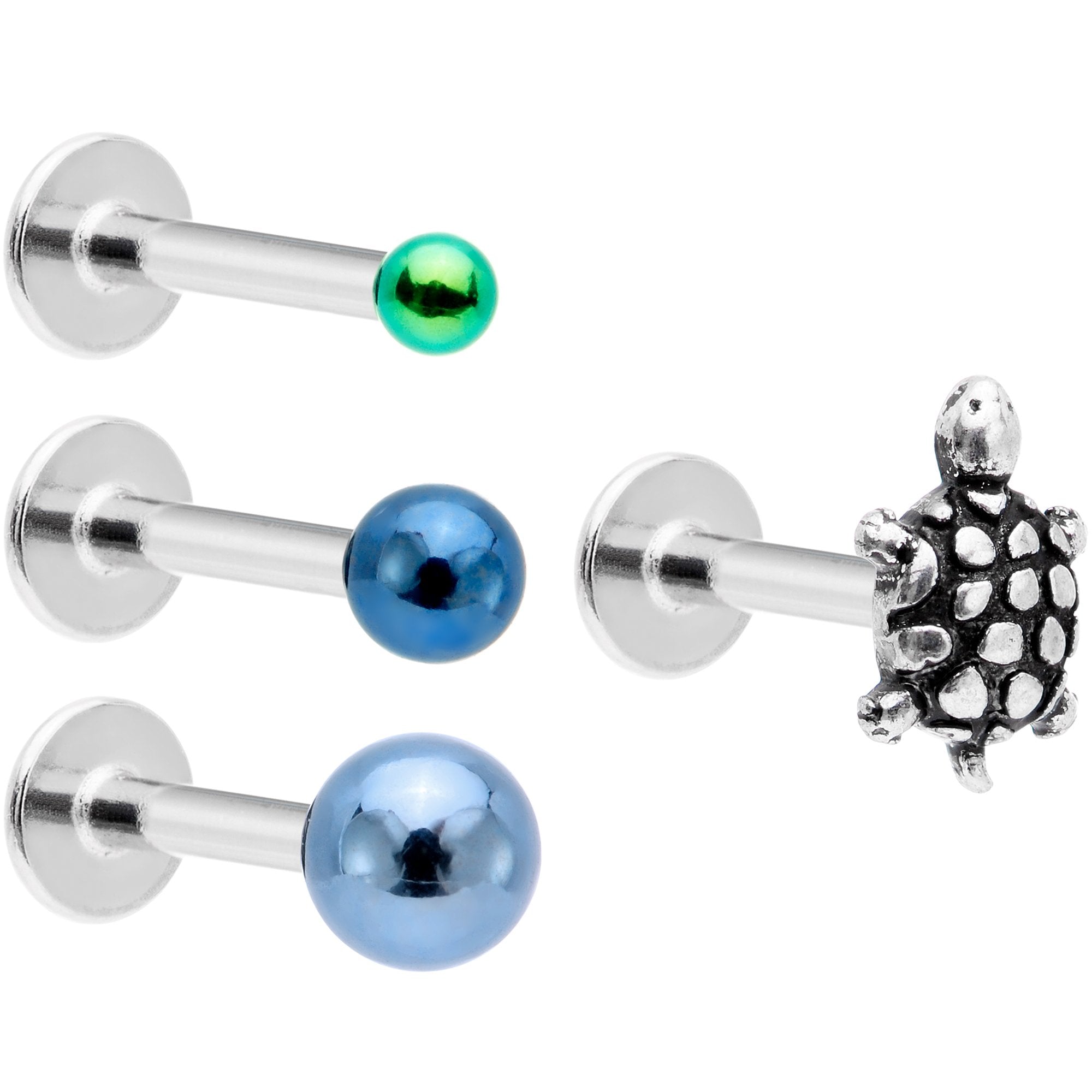 16G 5/16 Multi Tone End Turtle Cartilage Tragus Earring Set