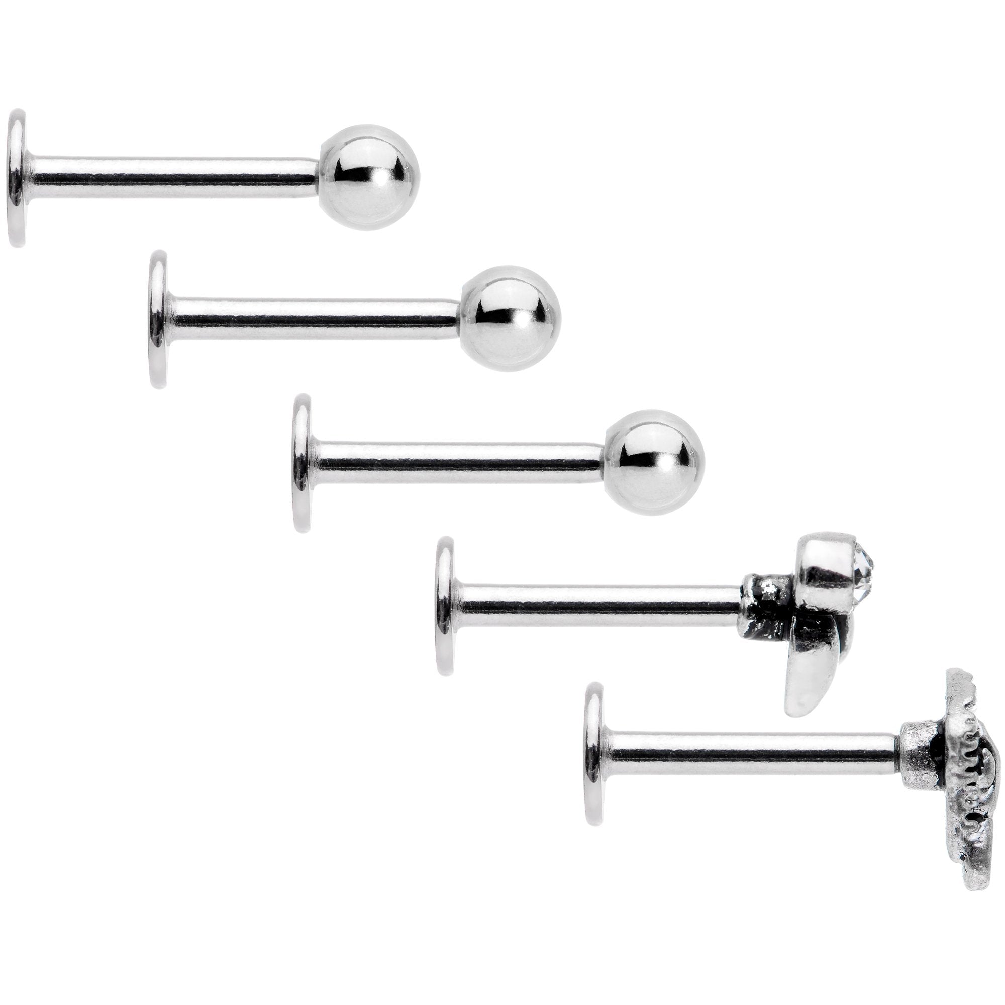 16G 5/16 Clear Gem Lotus Flower Elephant Cartilage Tragus Earring Set