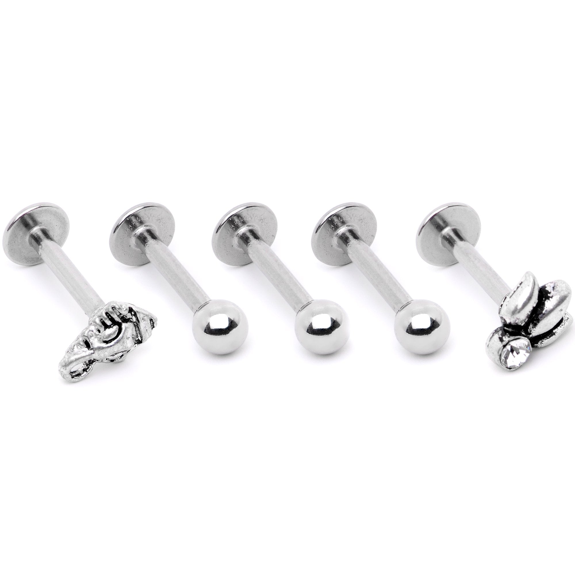 16G 5/16 Clear Gem Lotus Flower Elephant Cartilage Tragus Earring Set