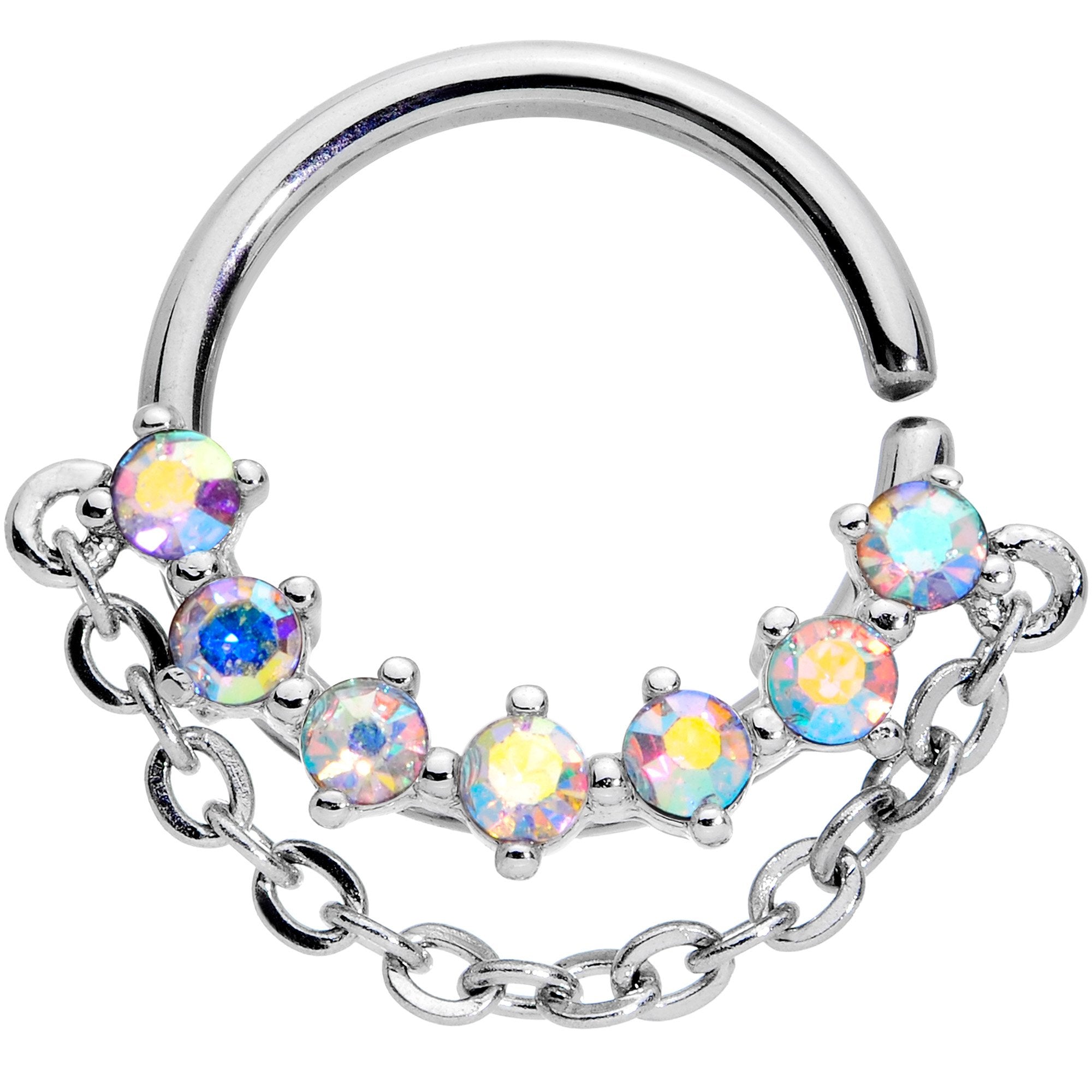 16G 3/8 Aurora Gem Garland Hanging Chain Seamless Circular Ring