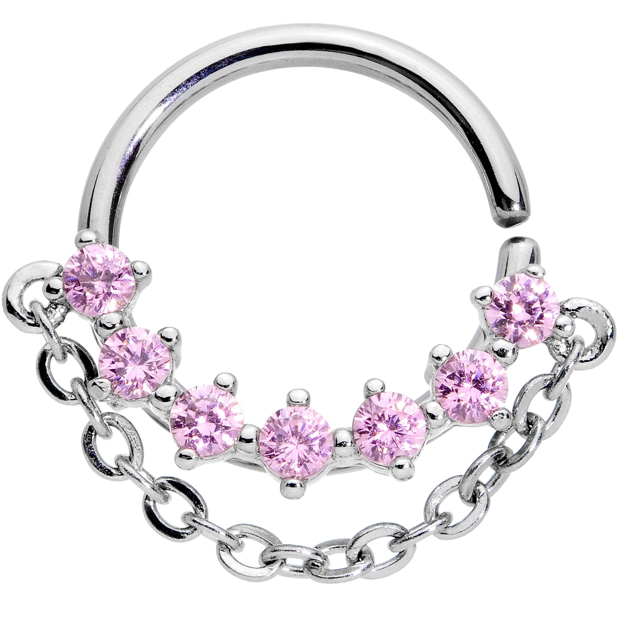16G 3/8 Pink Gem Garland Hanging Chain Seamless Circular Ring