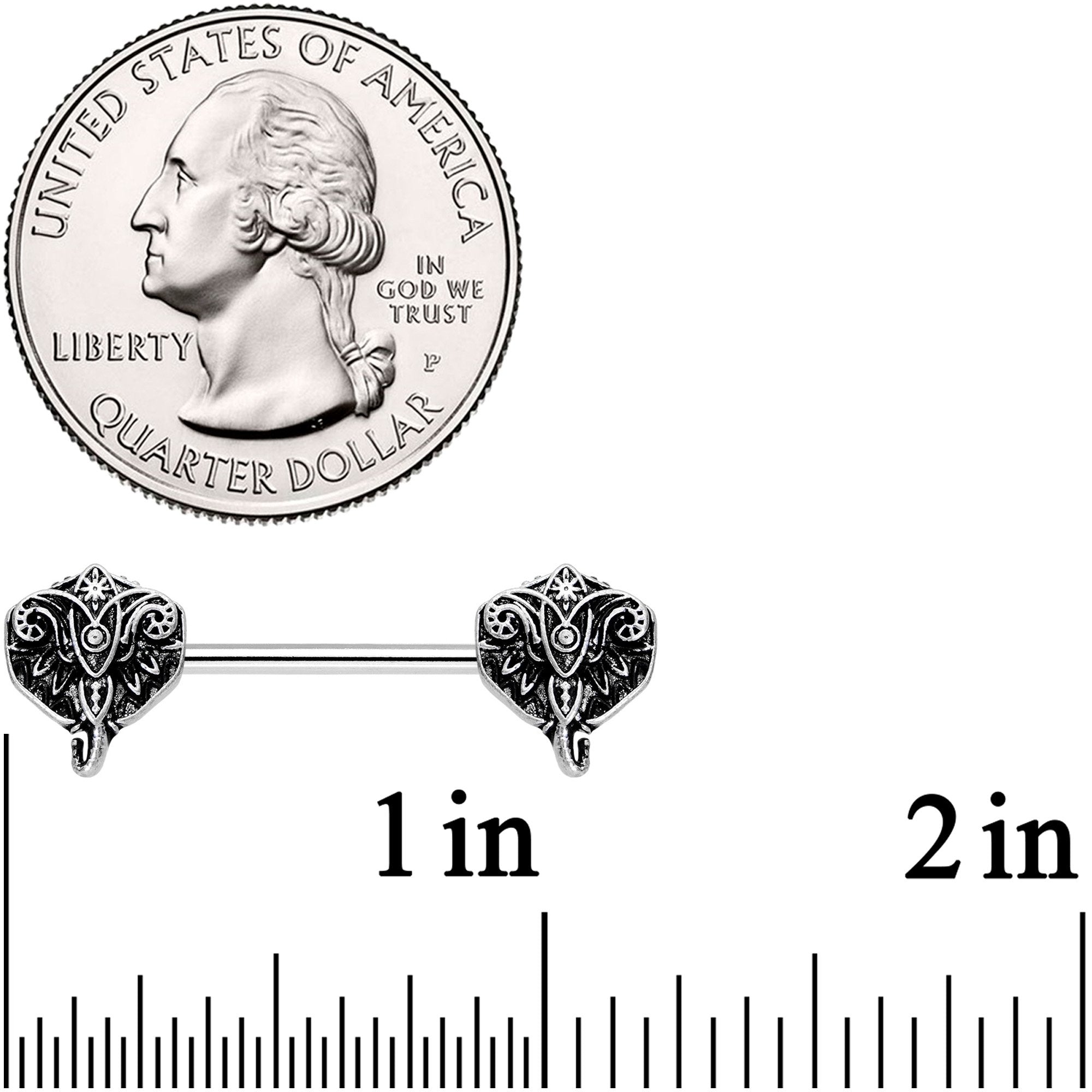 14G 9/16 Inspired By The Wild Elephant Barbell Nipple Ring Set