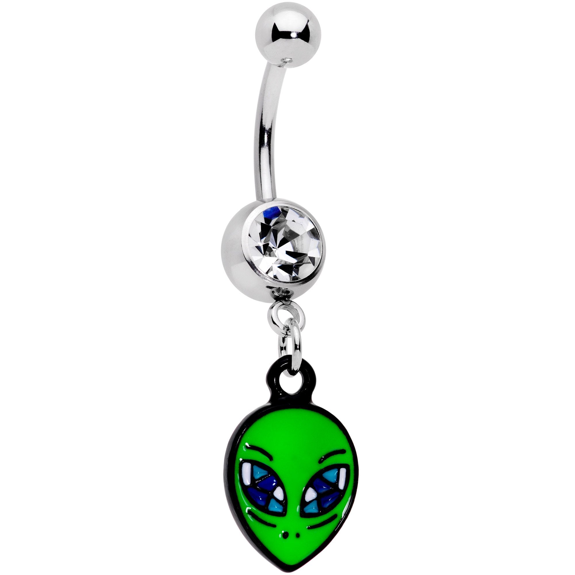 Clear Gem Vivid Invader From Beyond Belly Ring Dangle