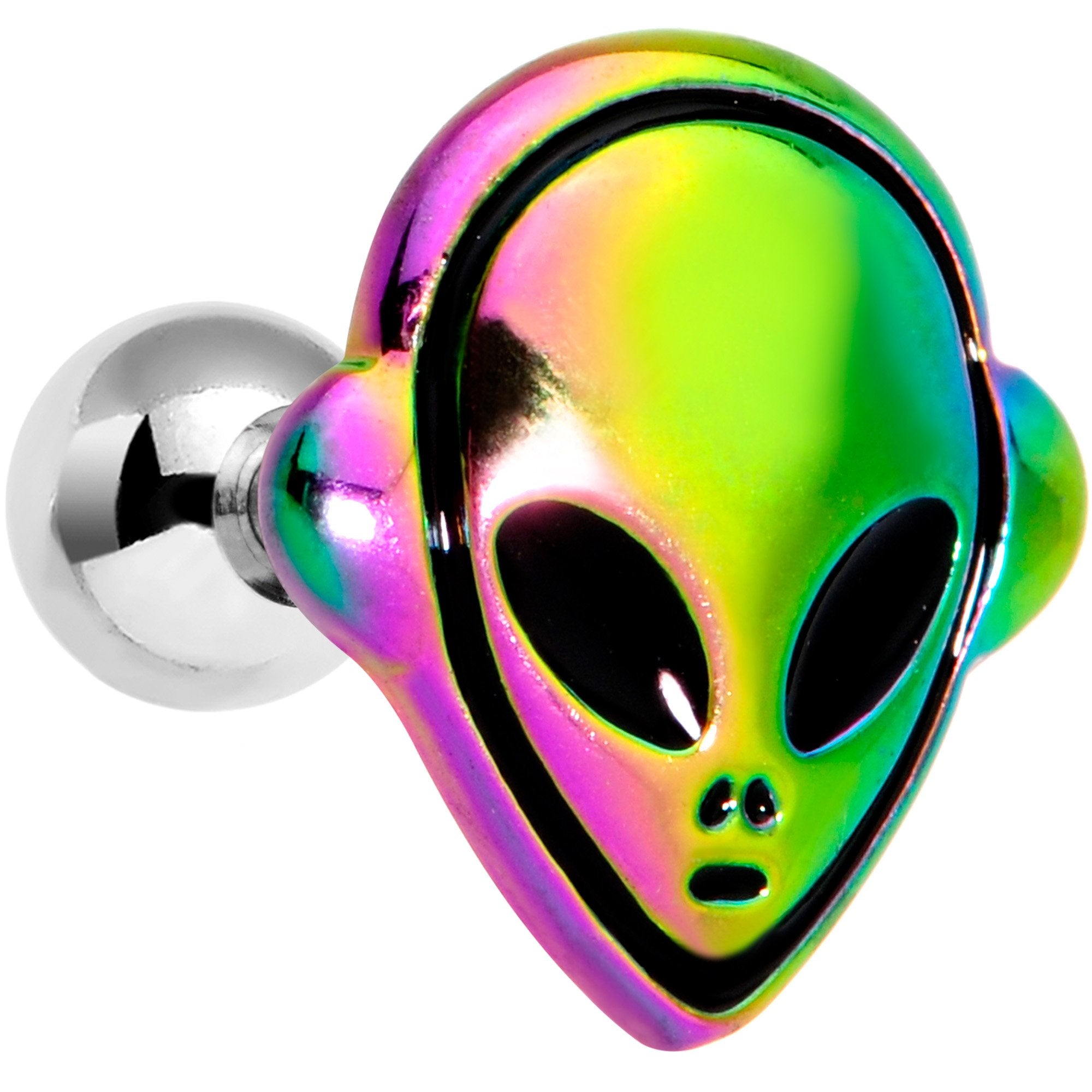 16G 1/4 Iridescent Creepy Space Alien Cartilage Tragus Earring