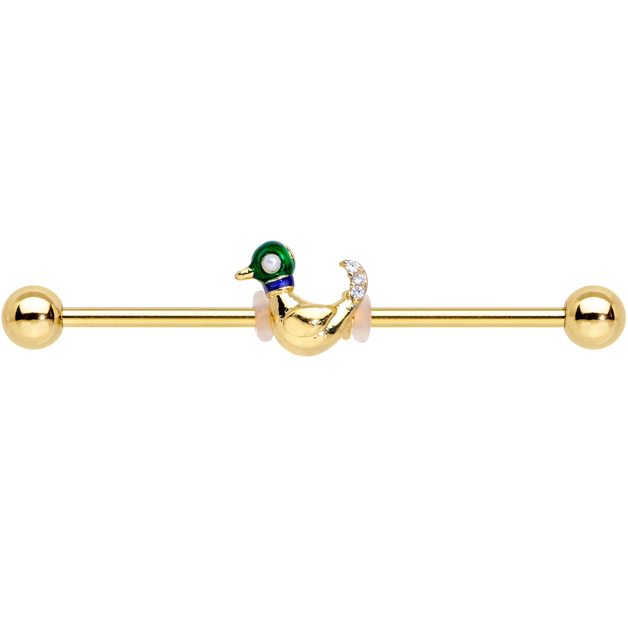 14G Gold Tone Mighty Mallard Industrial Barbell 38mm