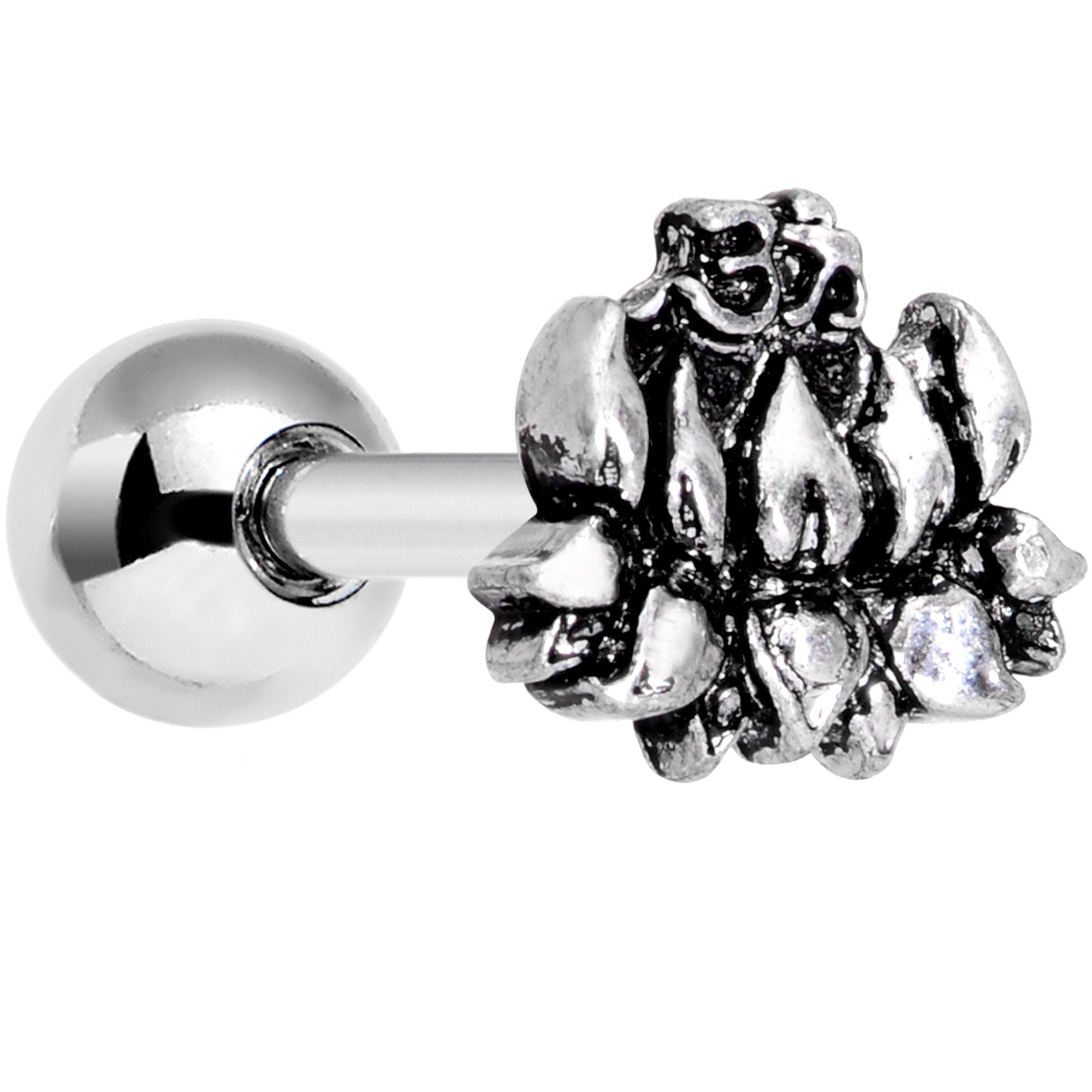 16G 1/4 Mindfully Meditative Lotus Flower Cartilage Tragus Earring