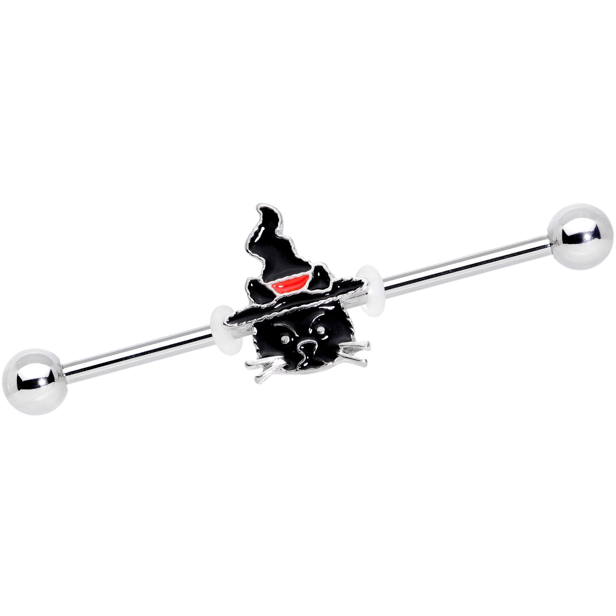 14G Halloween Witch Way Black Cat Barbell Industrial 38mm