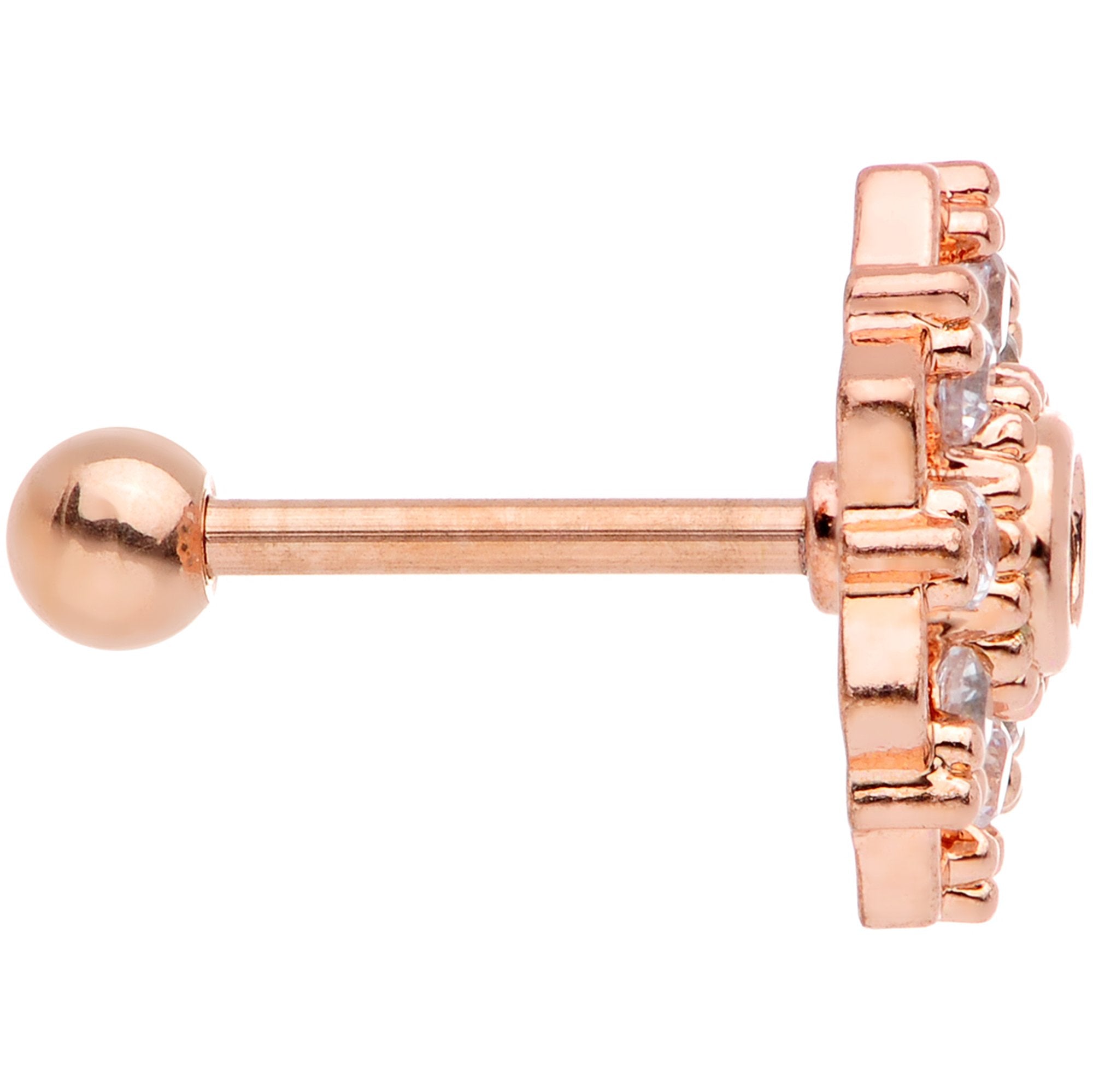 18G 5/16 Clear Gem Rose Gold Tone Snowflake Cartilage Tragus