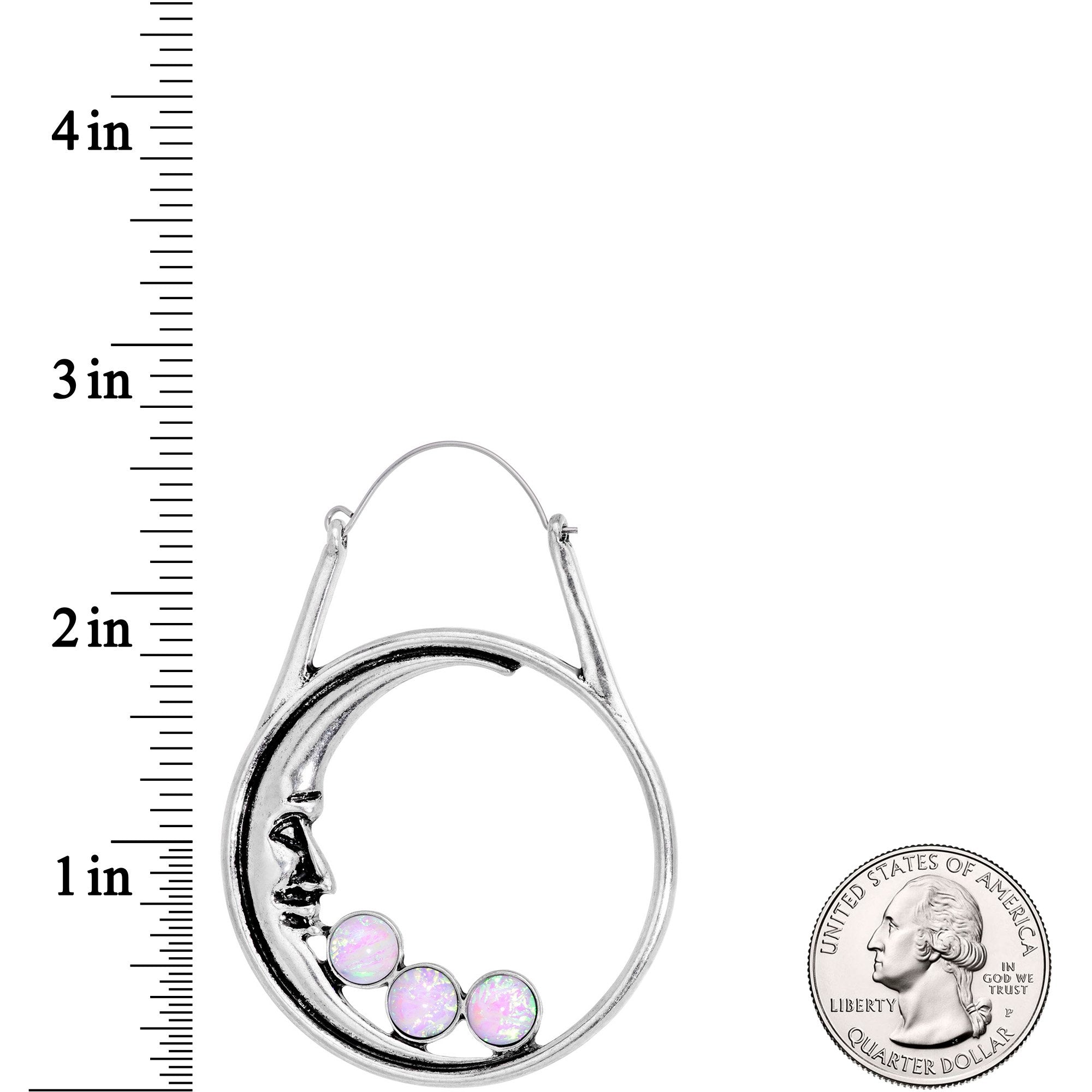 Pink Faux Opal Smiling Man In The Moon Tunnel Plug Earrings