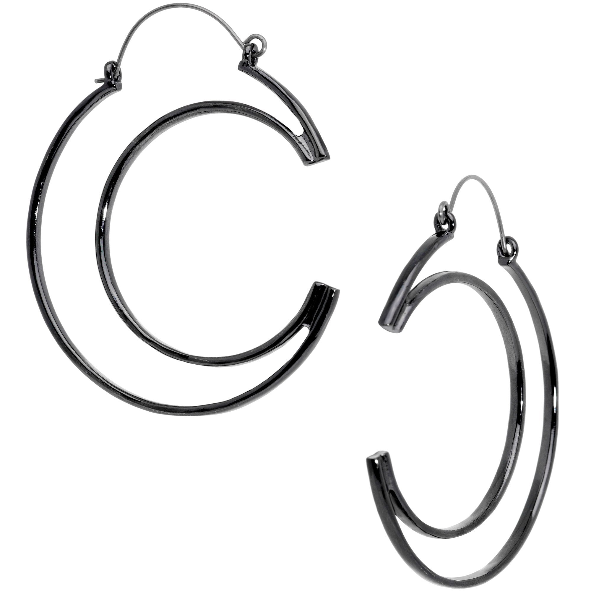 Black Howl at the Moon Crescent Moon Tunnel Plug Earrings