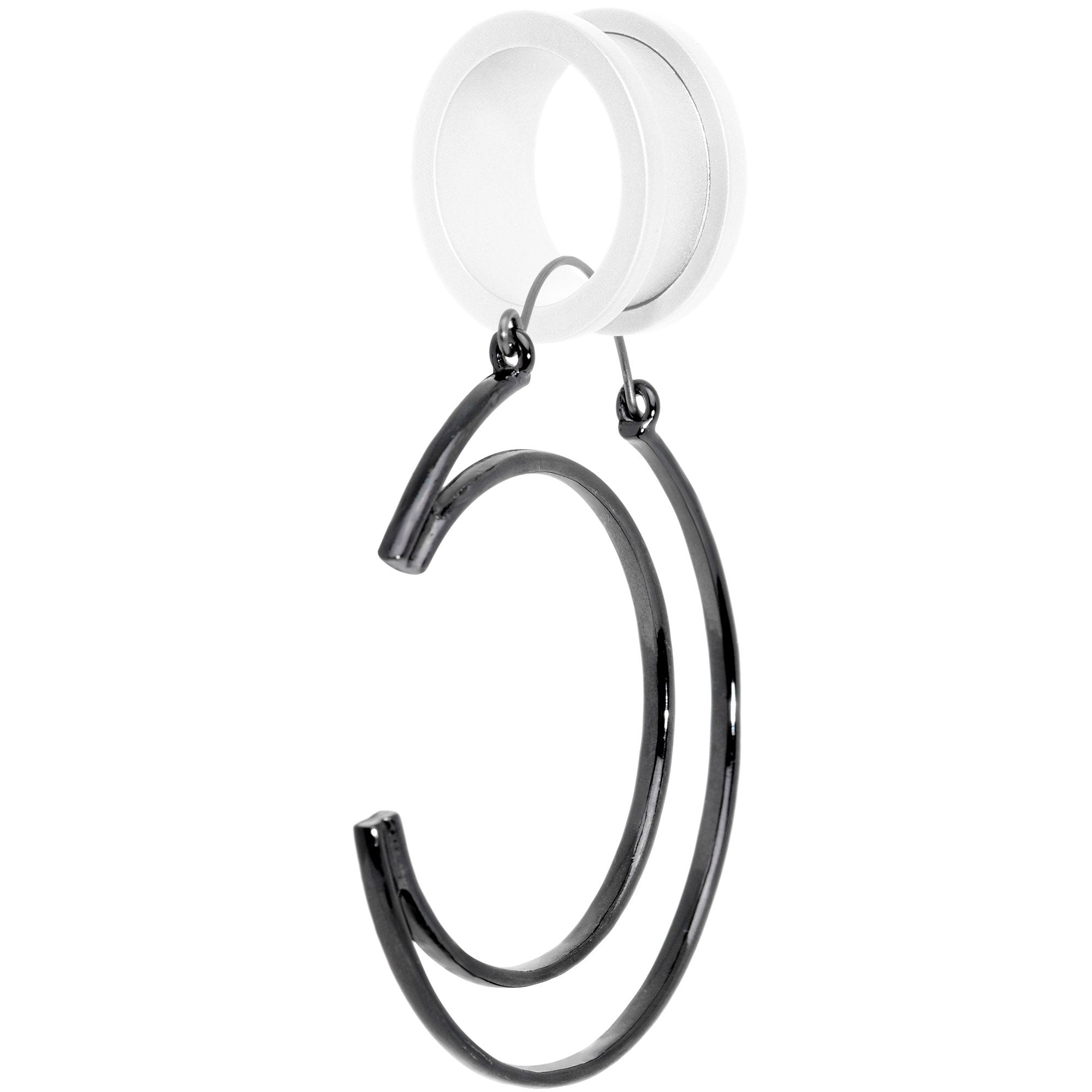 Black Howl at the Moon Crescent Moon Tunnel Plug Earrings
