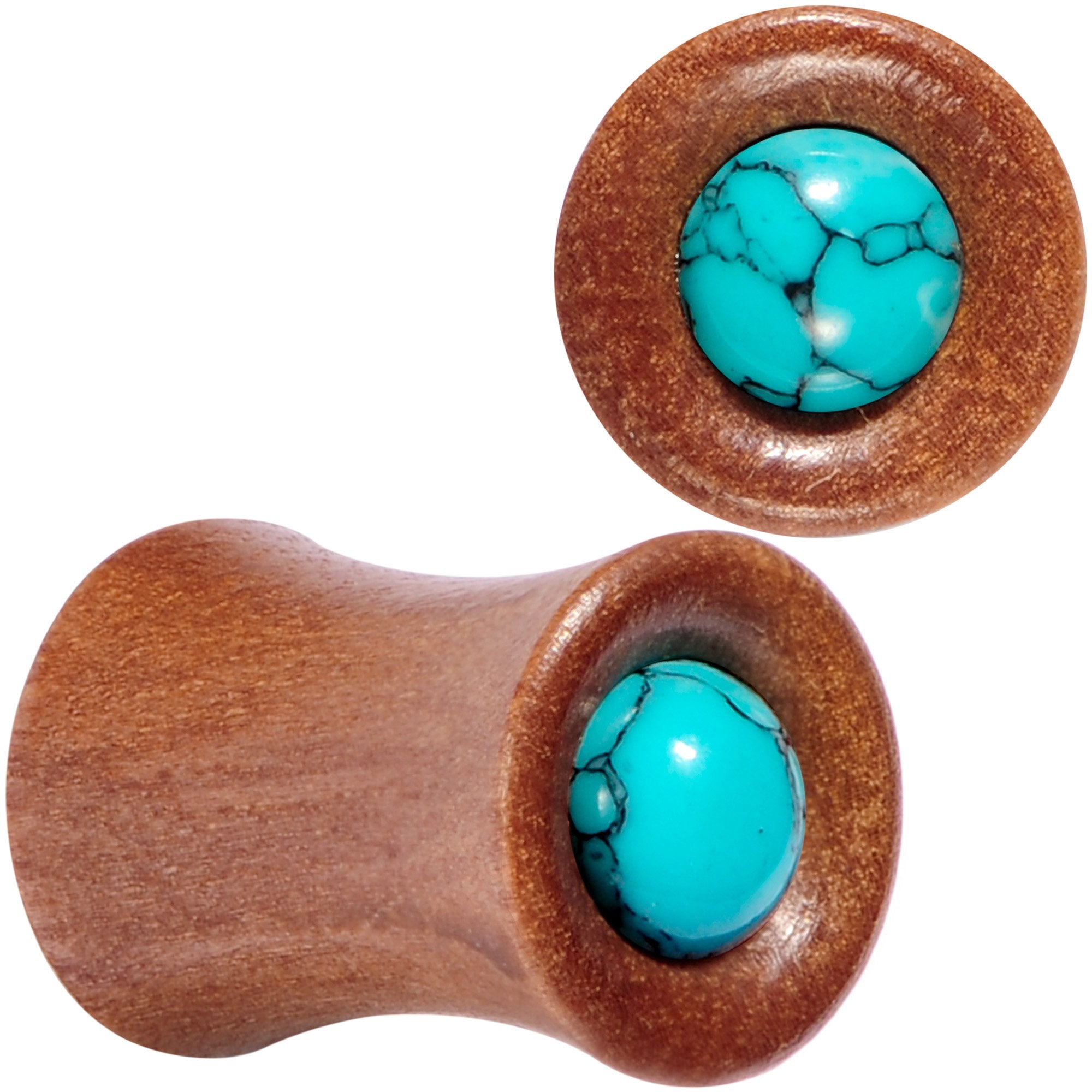 Turquoise Stone Sawo Wood Earth Sky Saddle Plug Set 5mm to 25mm