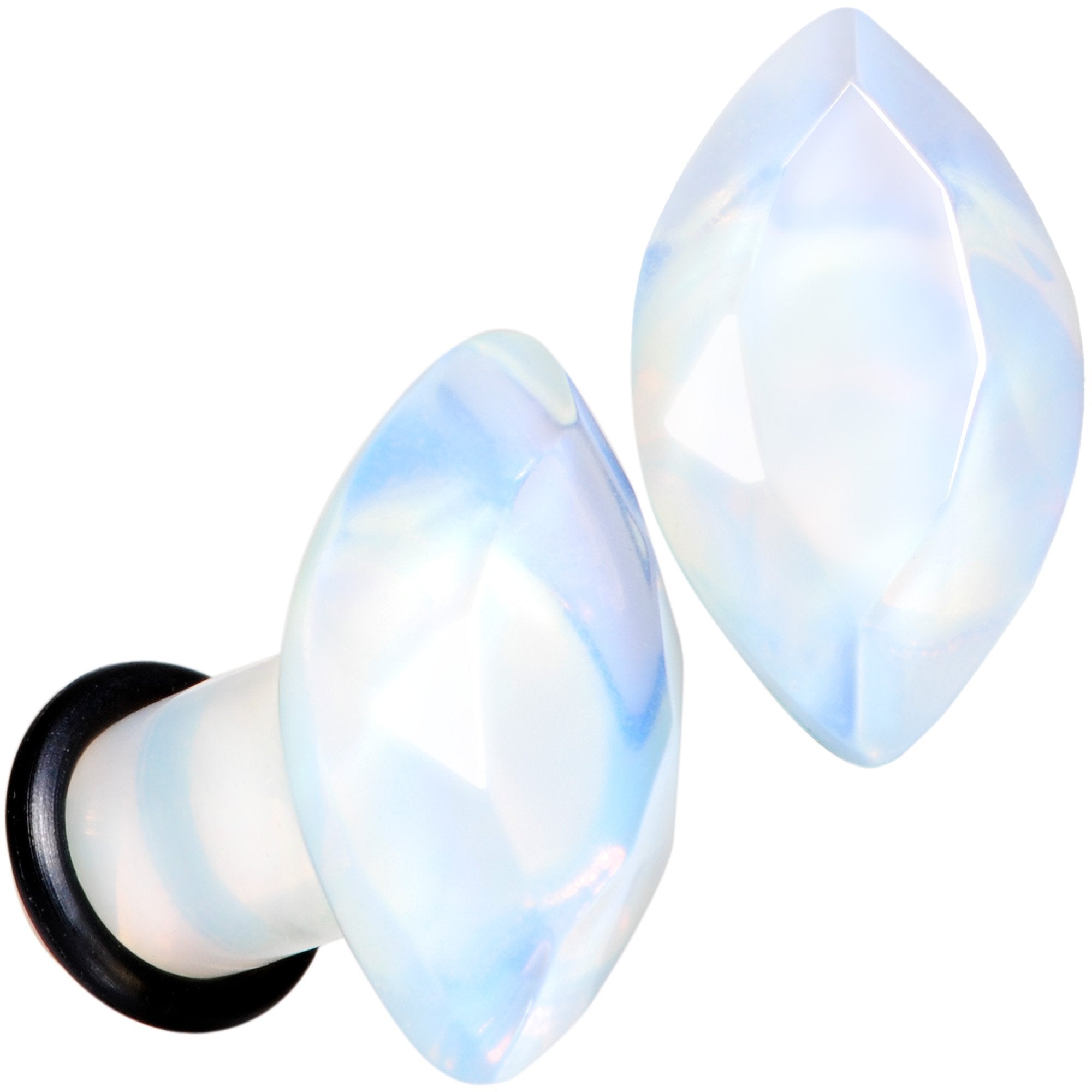 White Opalite Faceted Single Flare Plug Set 6mm to 25mm