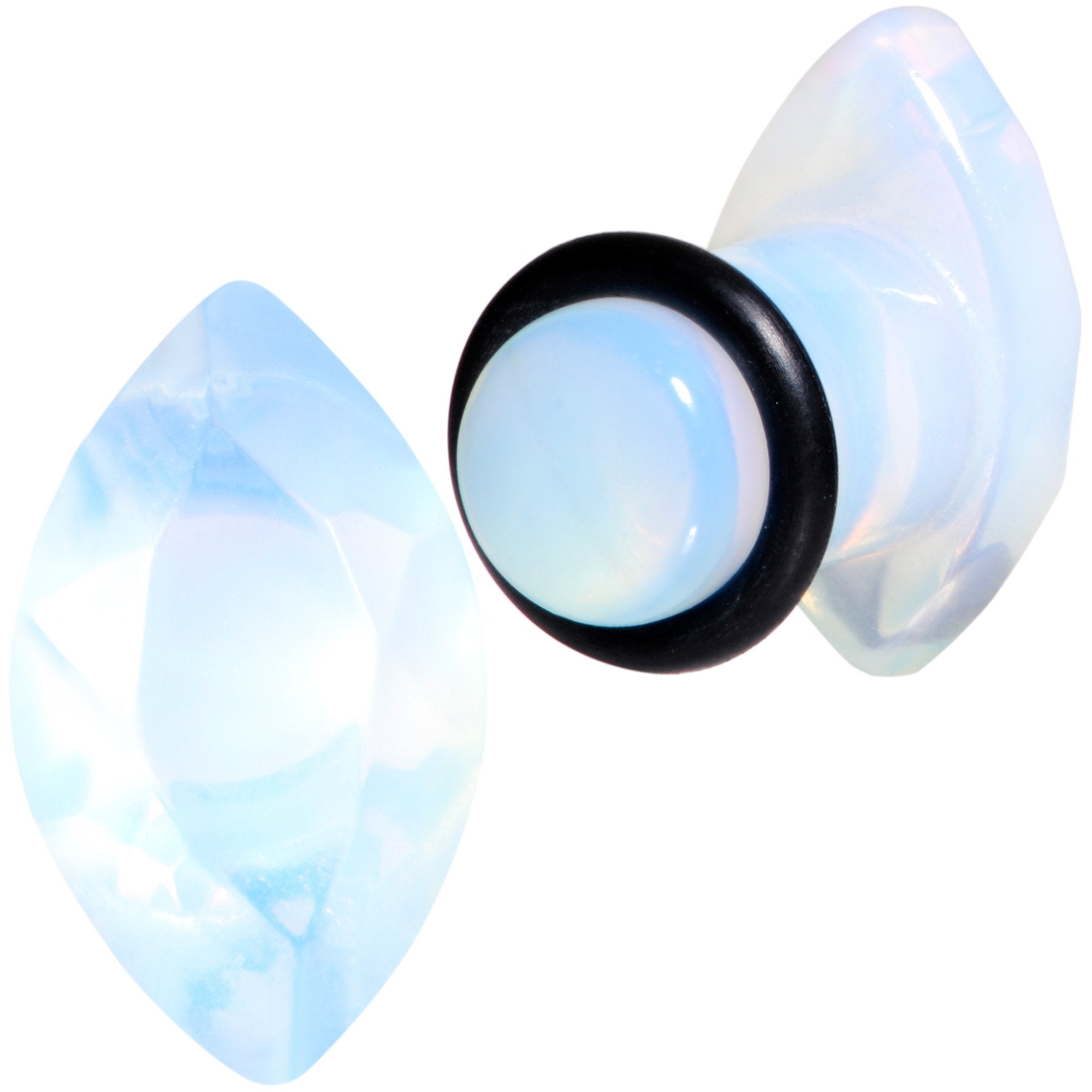White Opalite Faceted Single Flare Plug Set 6mm to 25mm