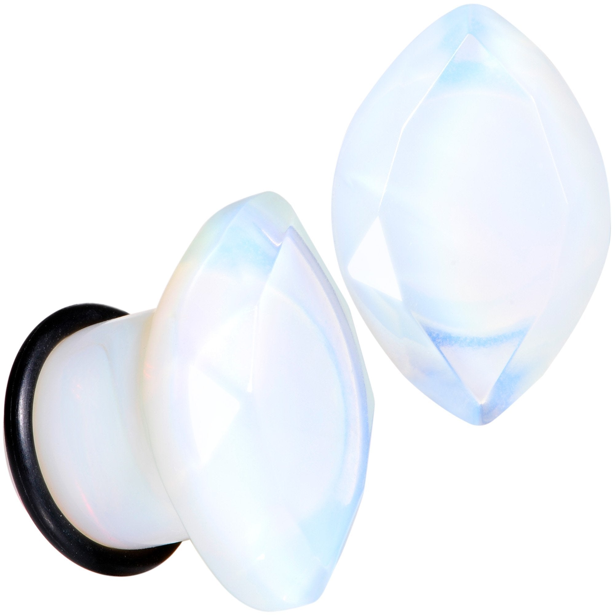 White Opalite Faceted Single Flare Plug Set 6mm to 25mm