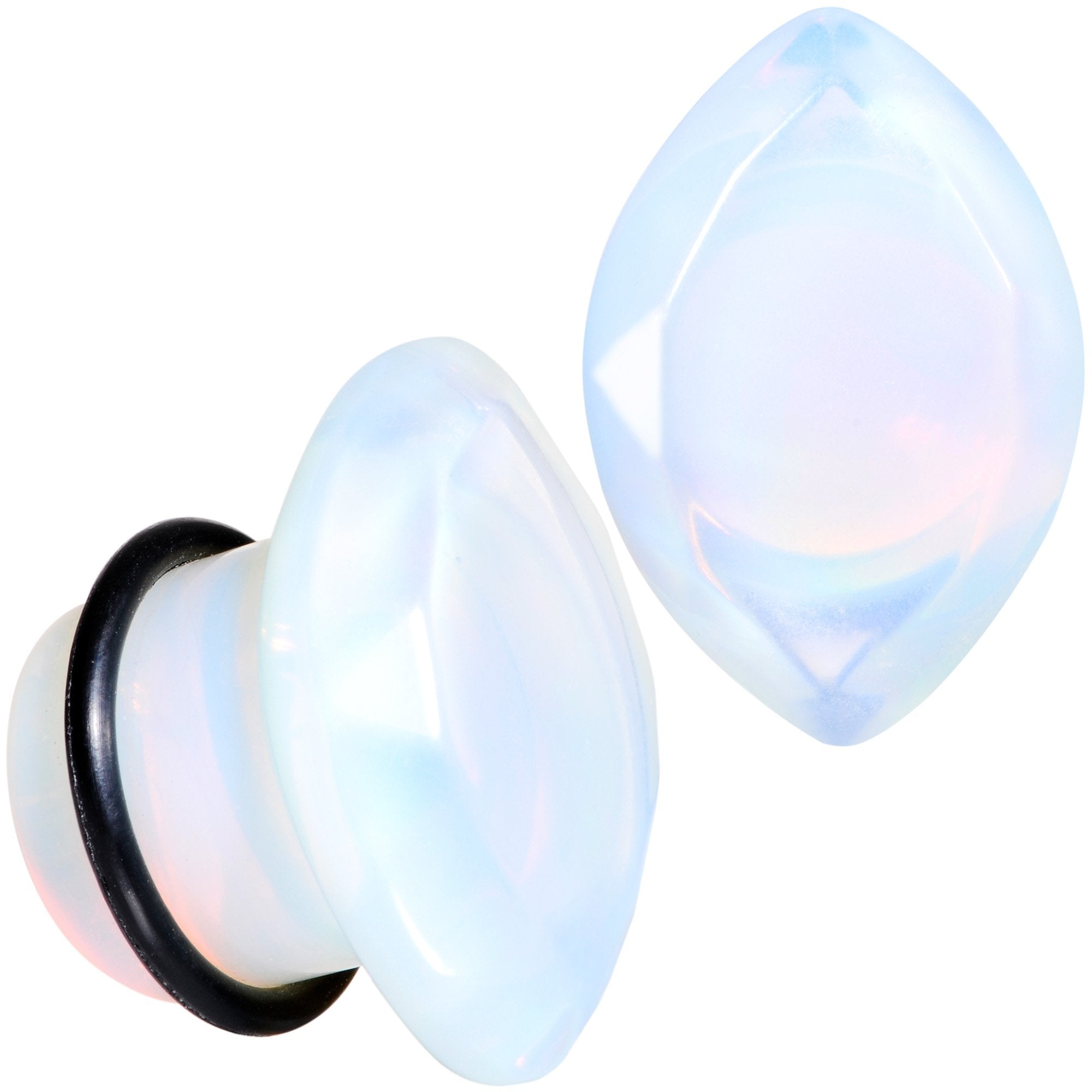 White Opalite Faceted Single Flare Plug Set 6mm to 25mm