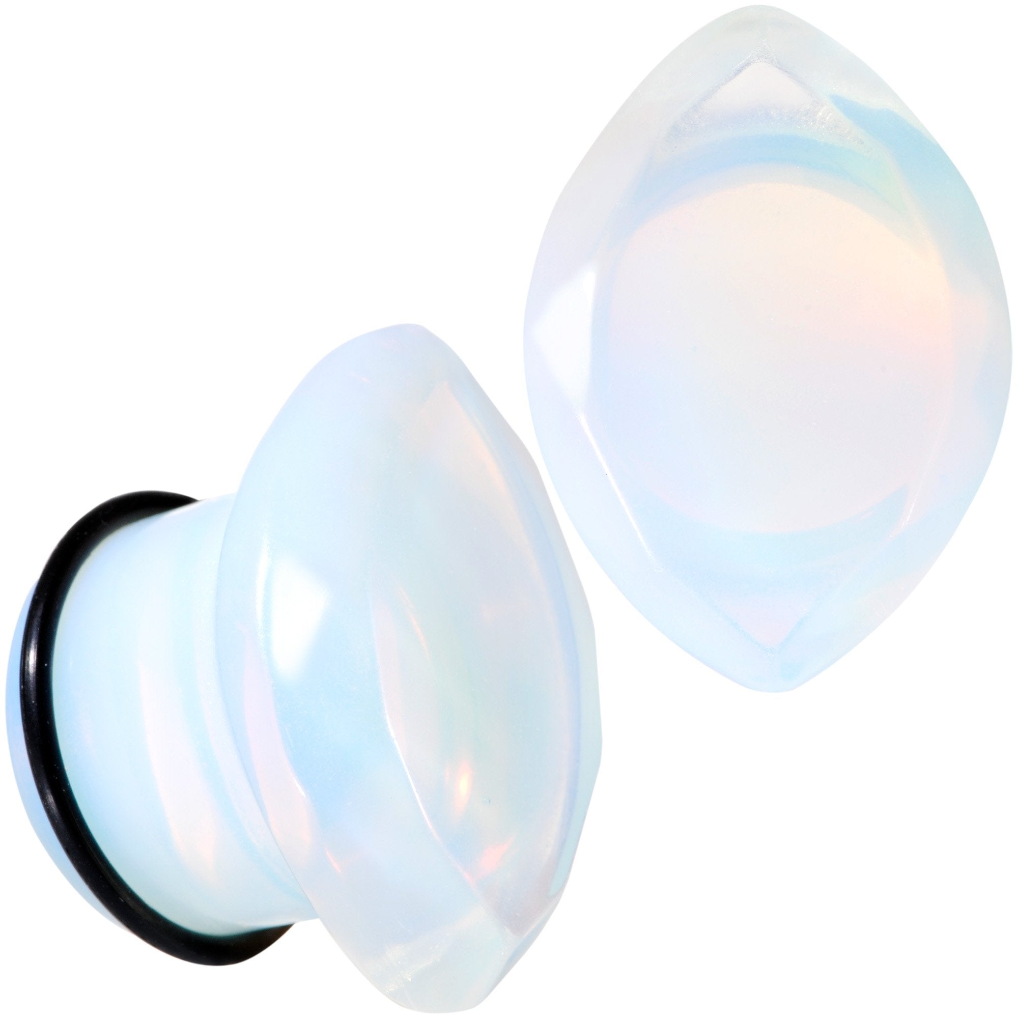 White Opalite Faceted Single Flare Plug Set 6mm to 25mm