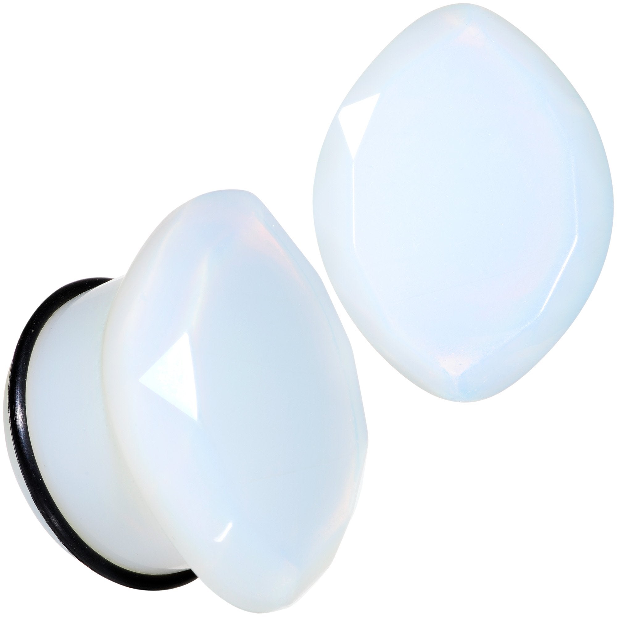 White Opalite Faceted Single Flare Plug Set 6mm to 25mm