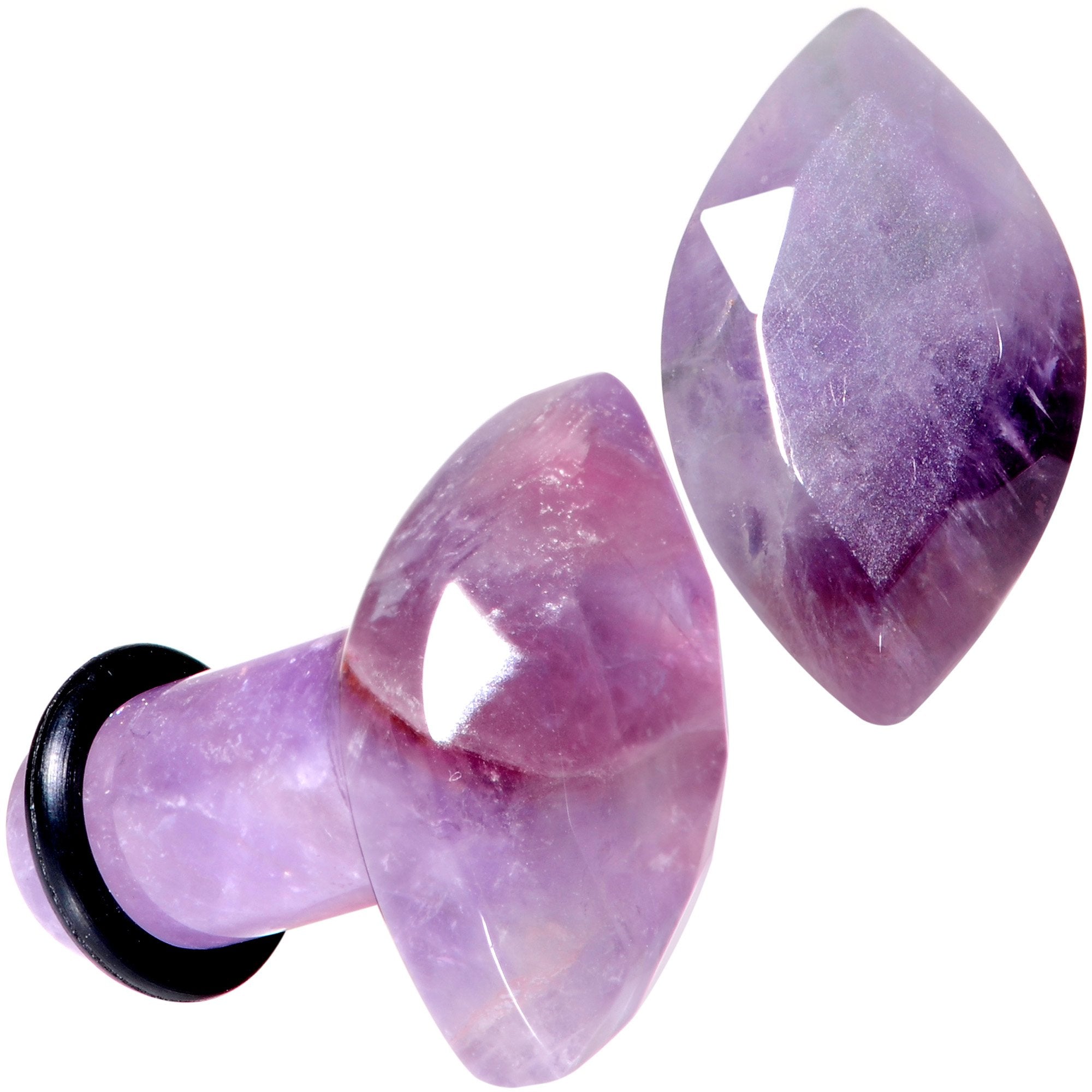 Purple Amethyst Faceted Single Flare Plug Set 6mm to 25mm Sizes